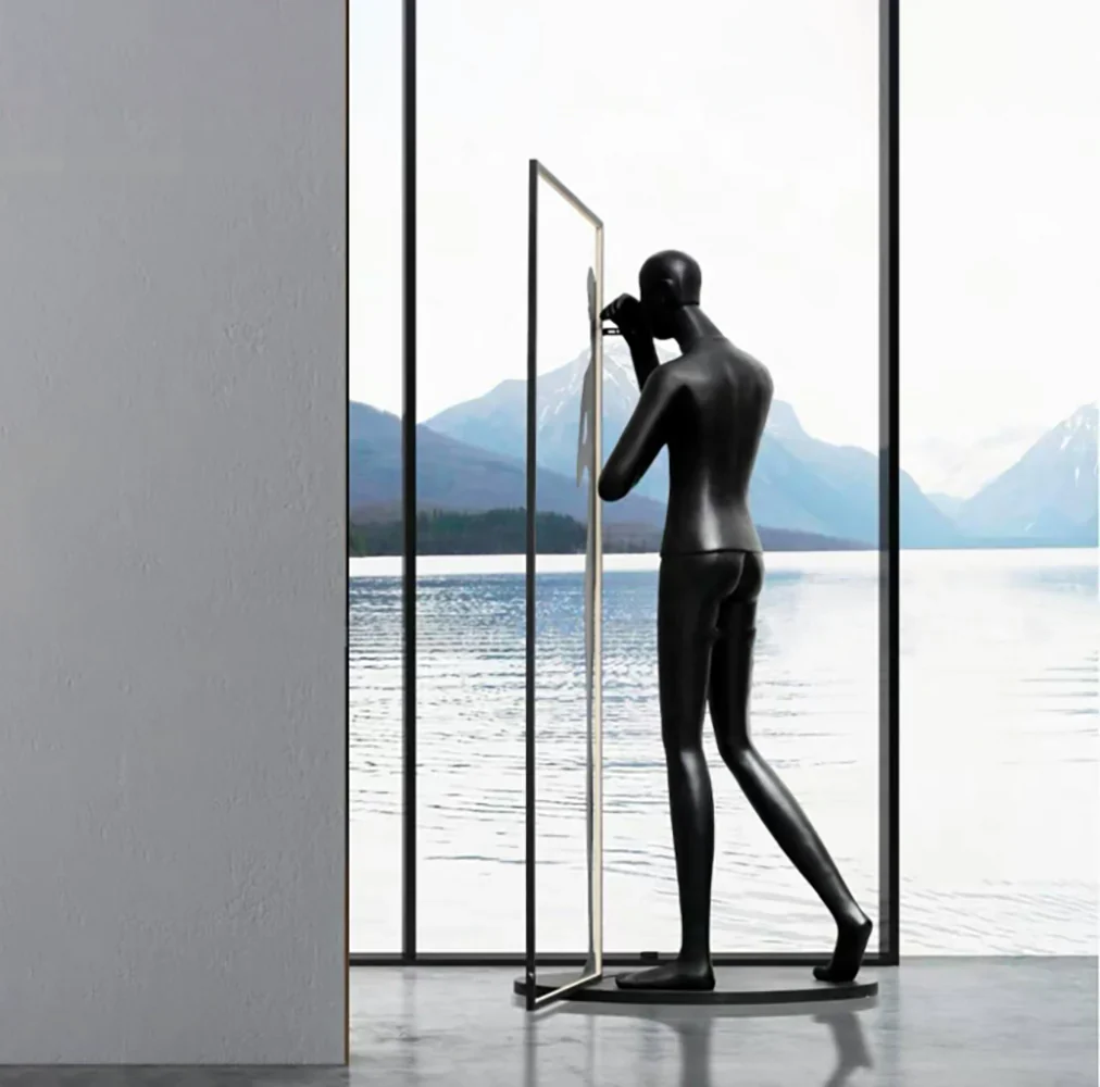 Human Mirror Sculpture Floor Lamp - Image 6
