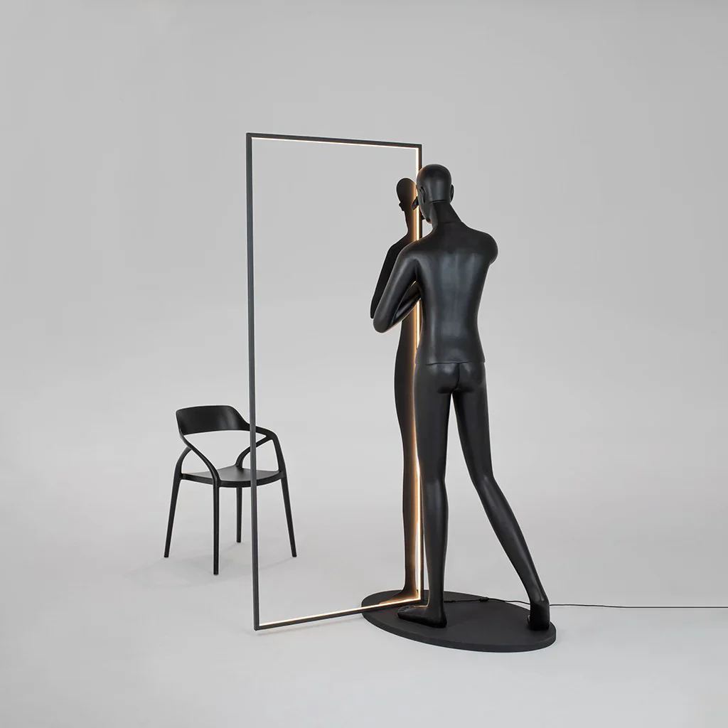 Human Mirror Sculpture Floor Lamp - Image 7
