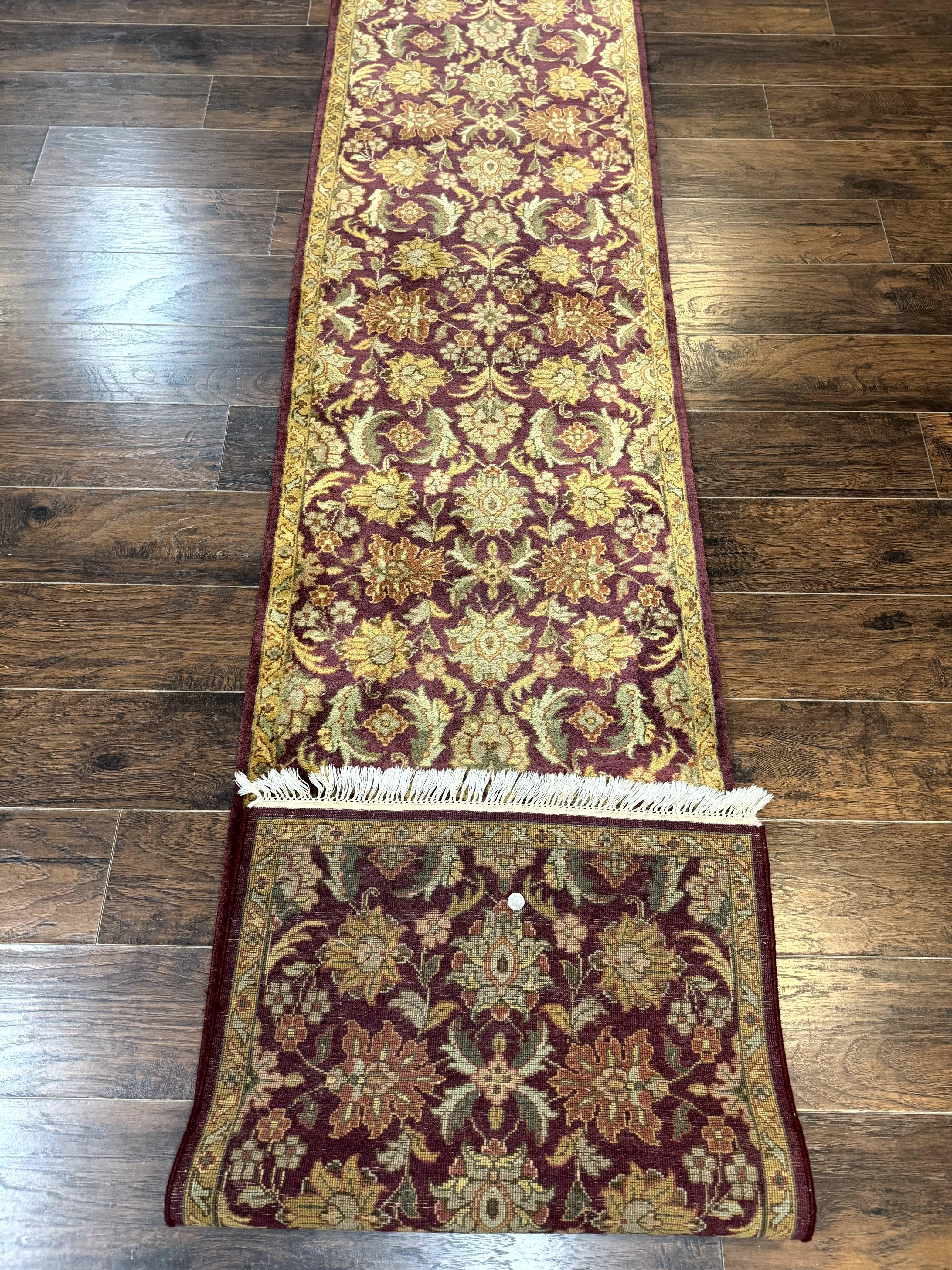 Indian Agra Runner Rug 2.6 x 17.5, Long Runner Rug for Hallway, Floral Handmade - Image 11