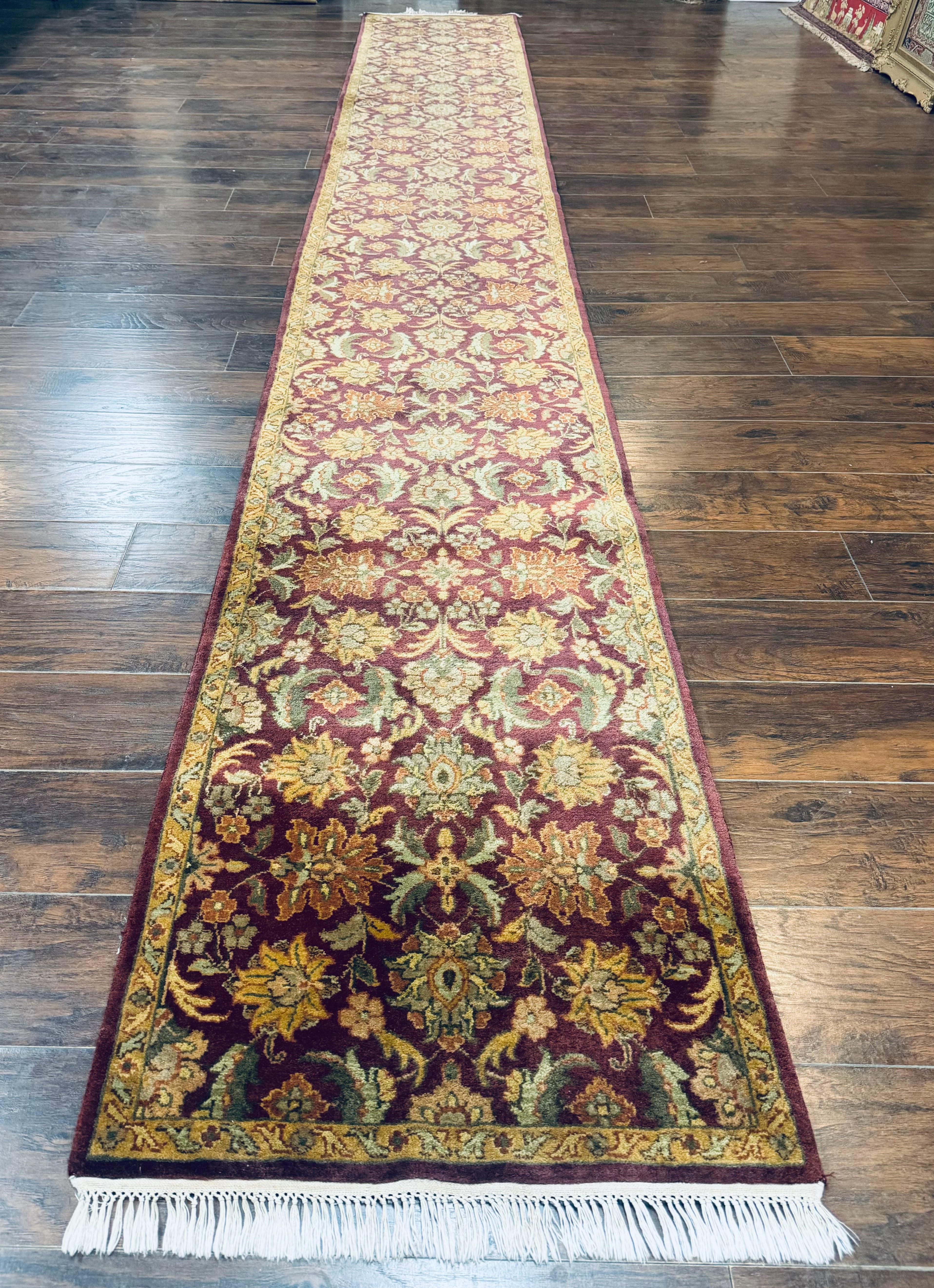 Indian Agra Runner Rug 2.6 x 17.5, Long Runner Rug for Hallway, Floral Handmade - Image 12
