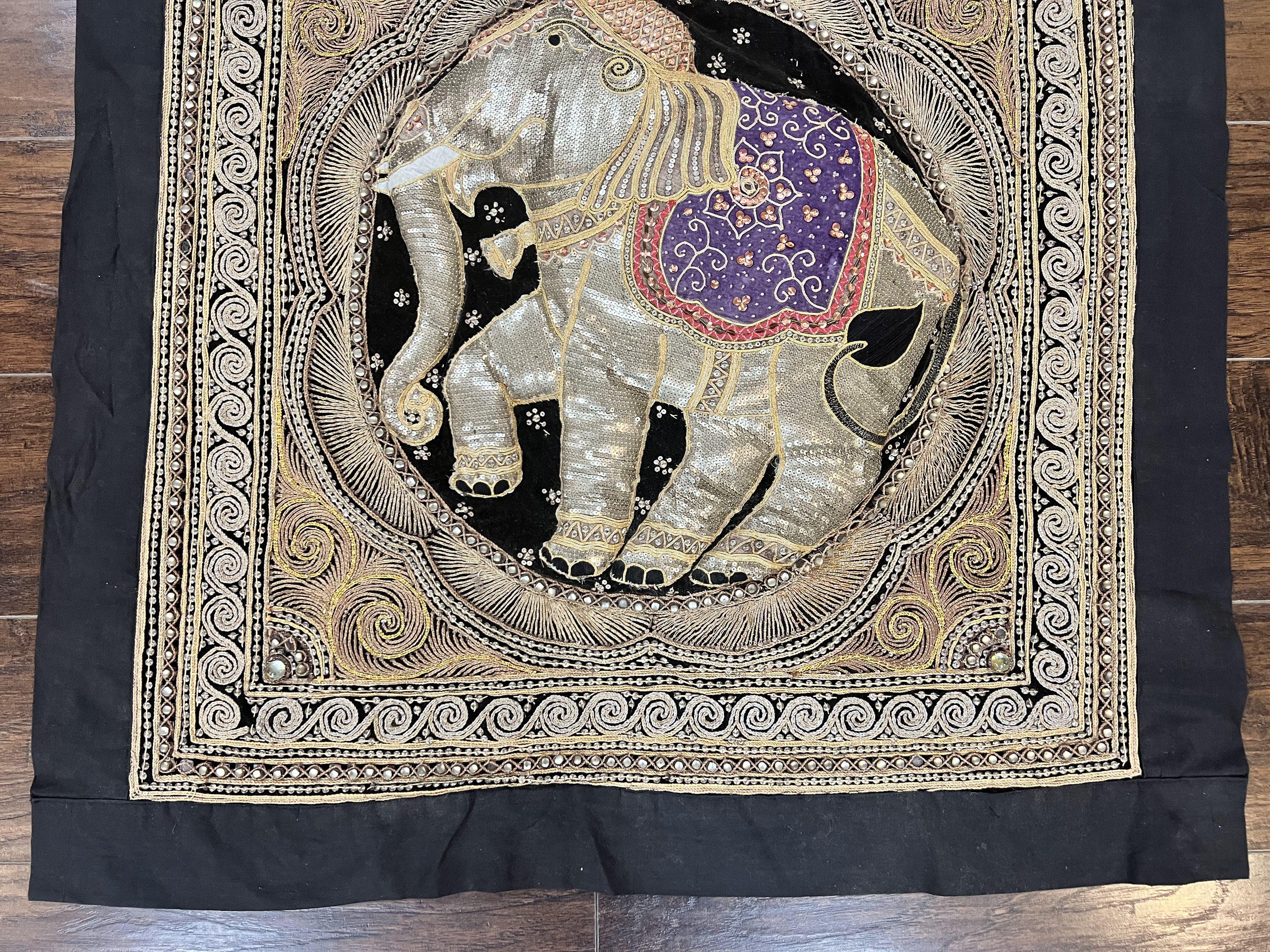 Indian Embroidery 3x3, Elephant Design, Detailed Needlepoint, Beadwork - Image 4