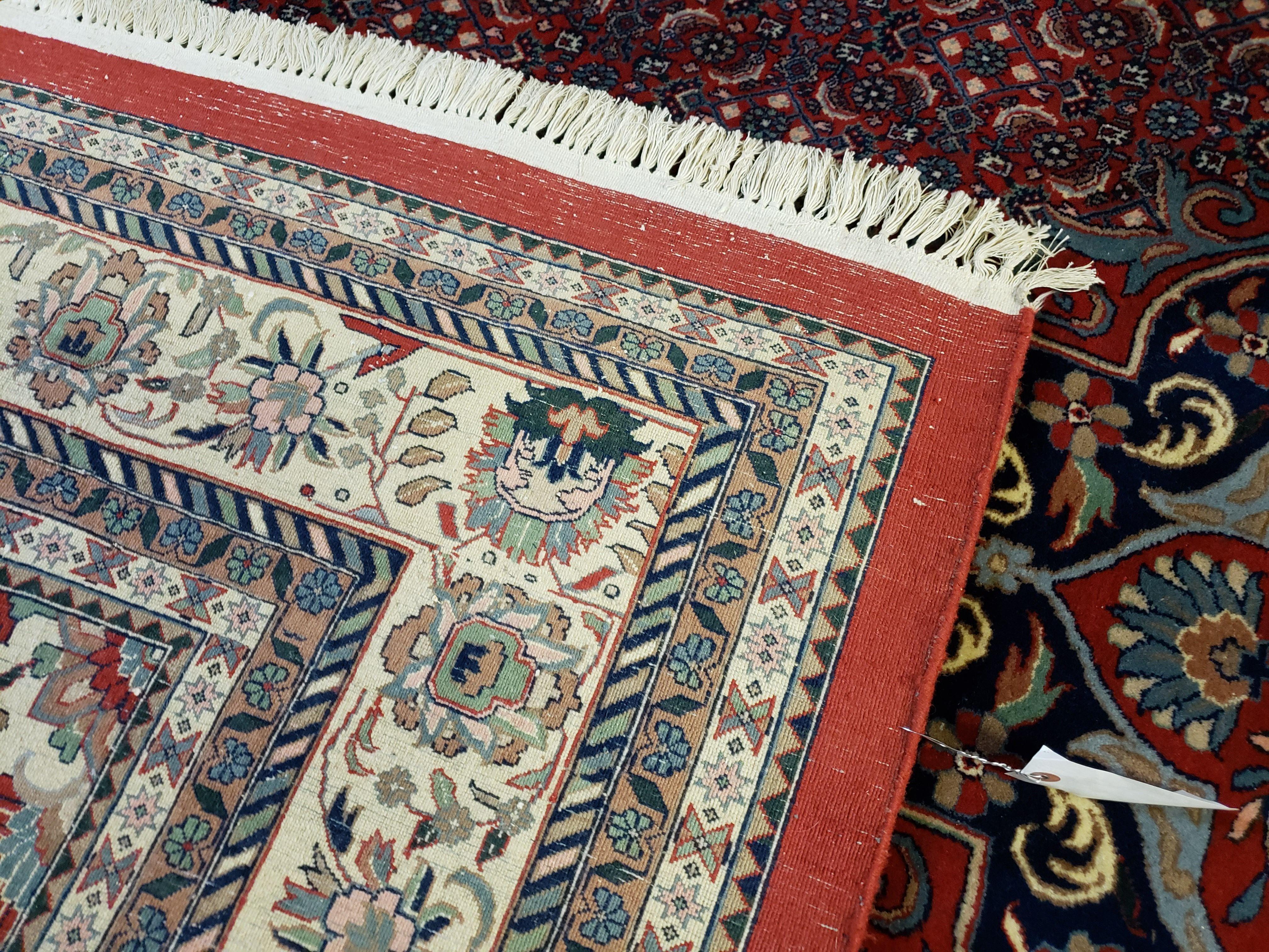 Indian Rug 9x12 Red Indo Bidjar Rug 9x12 Vintage Rug Allover Pattern Medallion Rug Wool Rug Nice Persian Design - Image 10