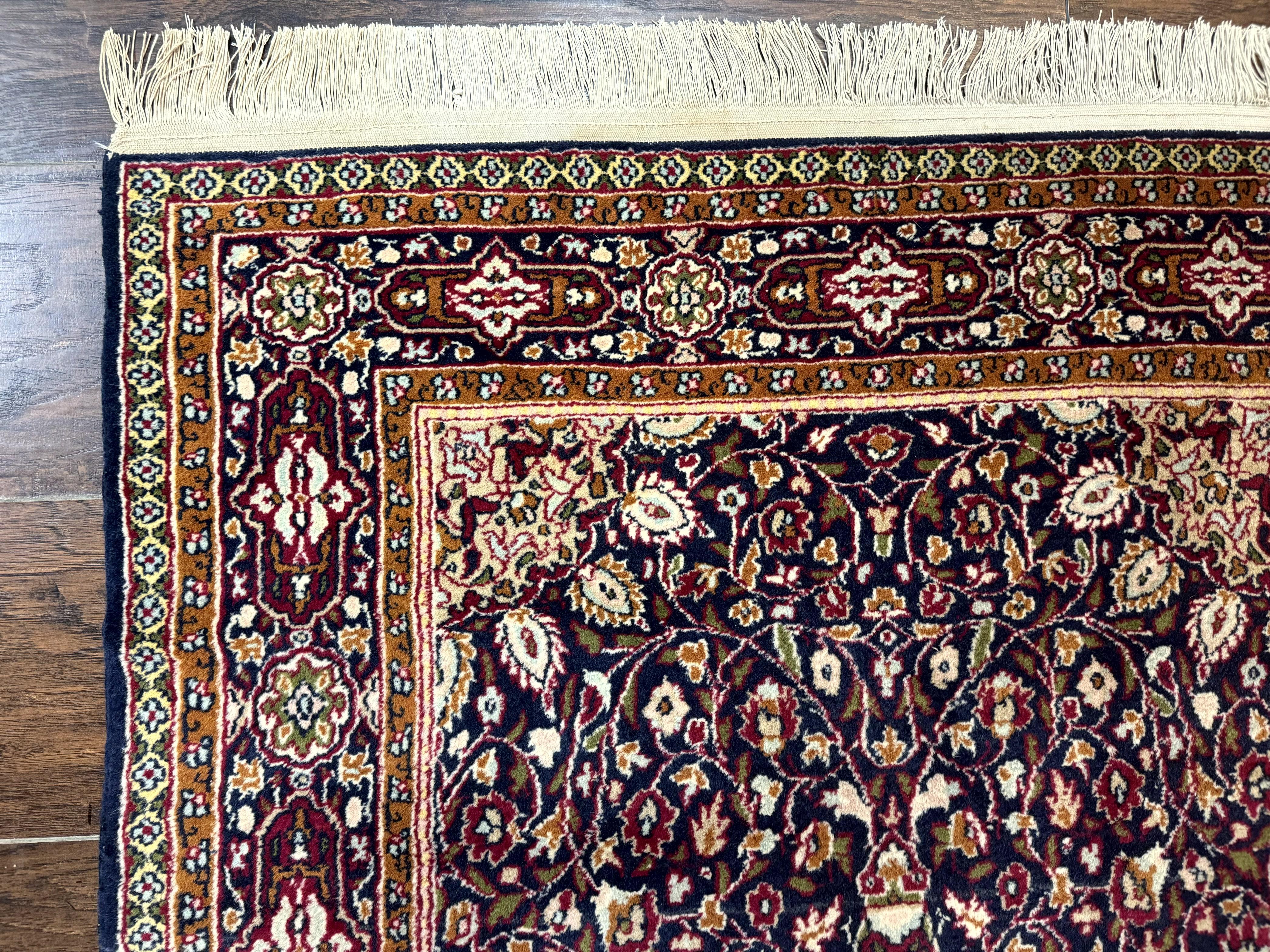 Indo Kashmiri Rug 3x5, Navy Blue, Very Fine 400 KPSI, Pair A - Image 6