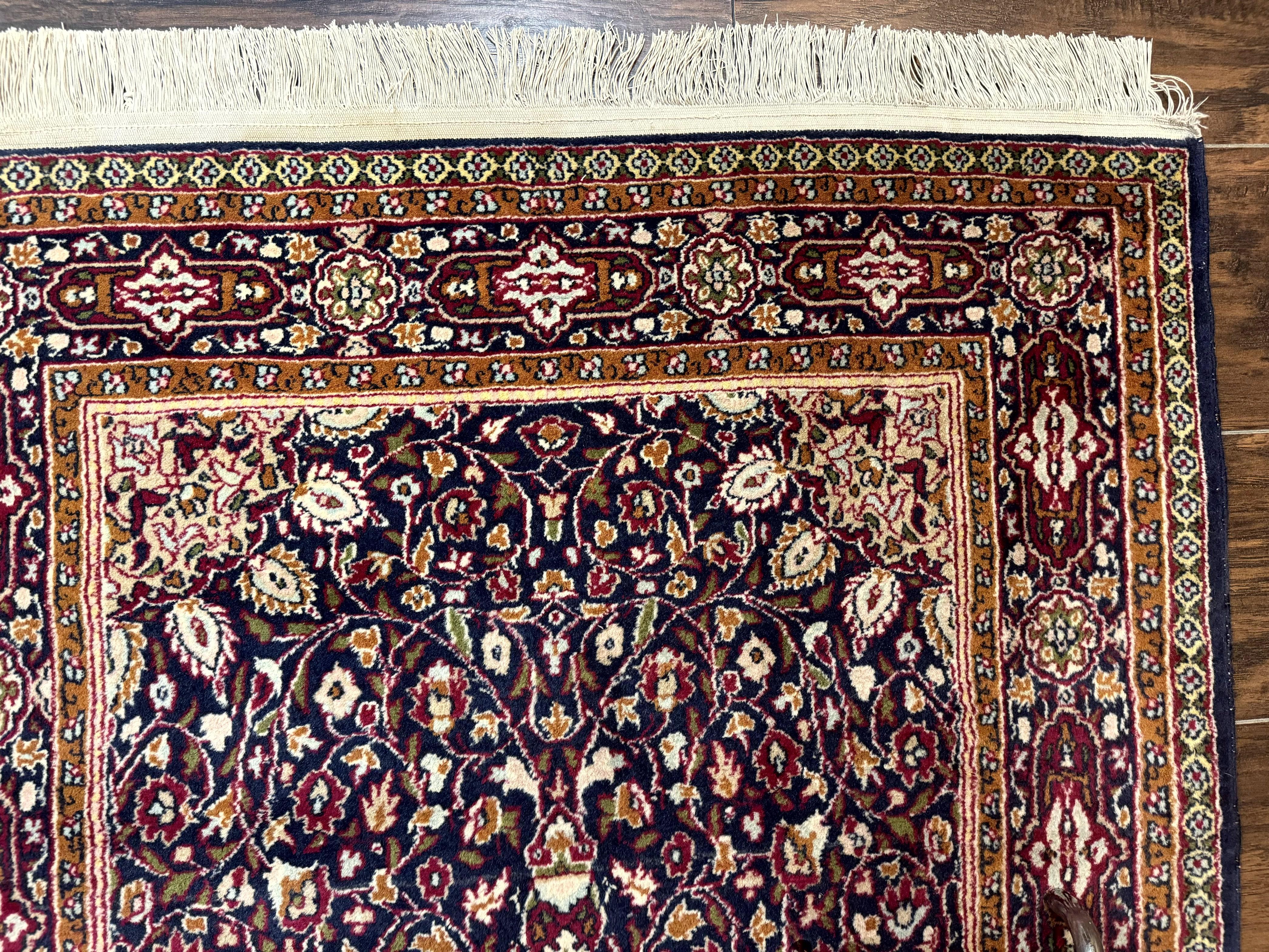 Indo Kashmiri Rug 3x5, Navy Blue, Very Fine 400 KPSI, Pair A - Image 7