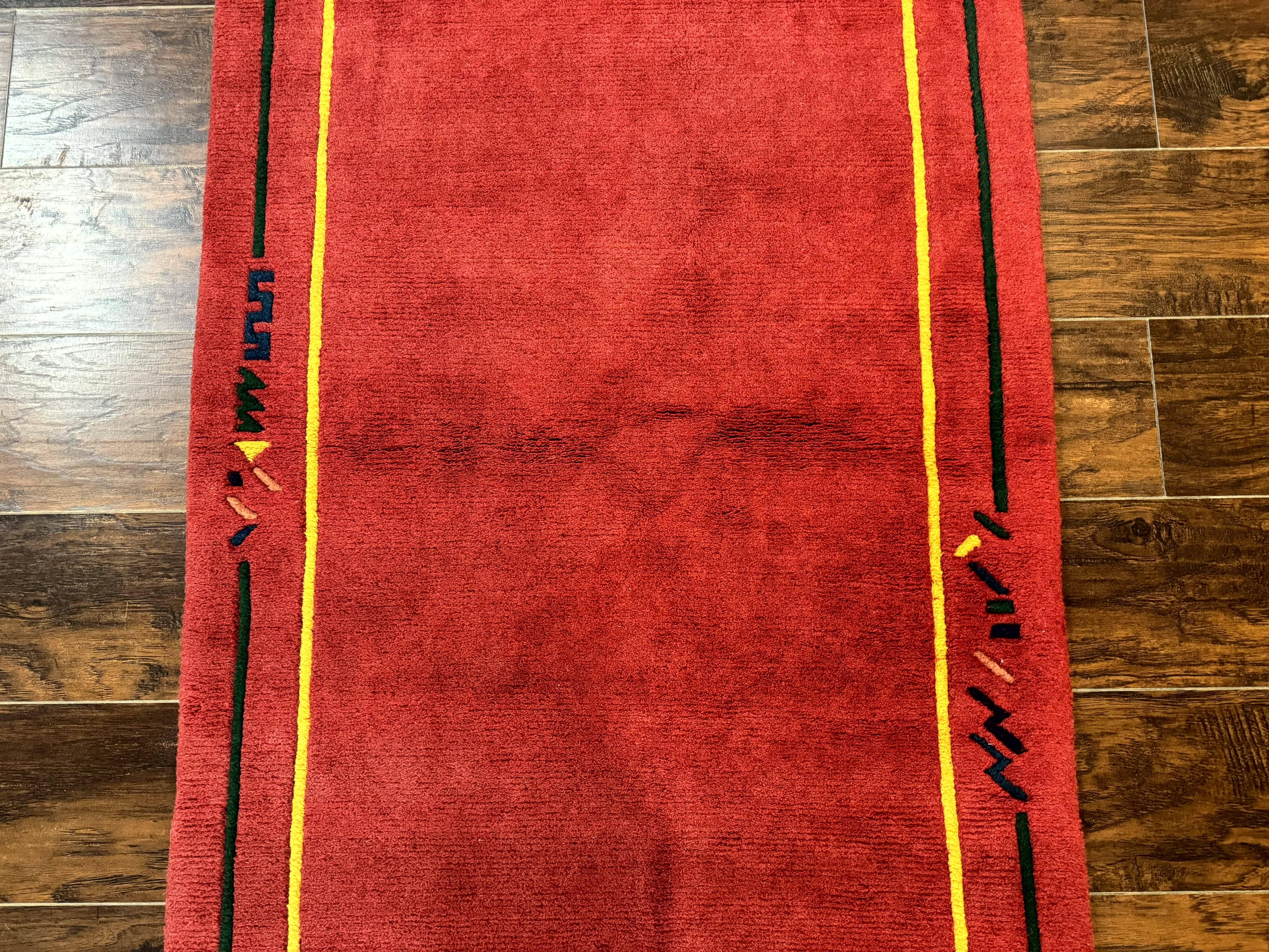 Indo Persian Gabbeh Rug 3x5, Red - Image 4