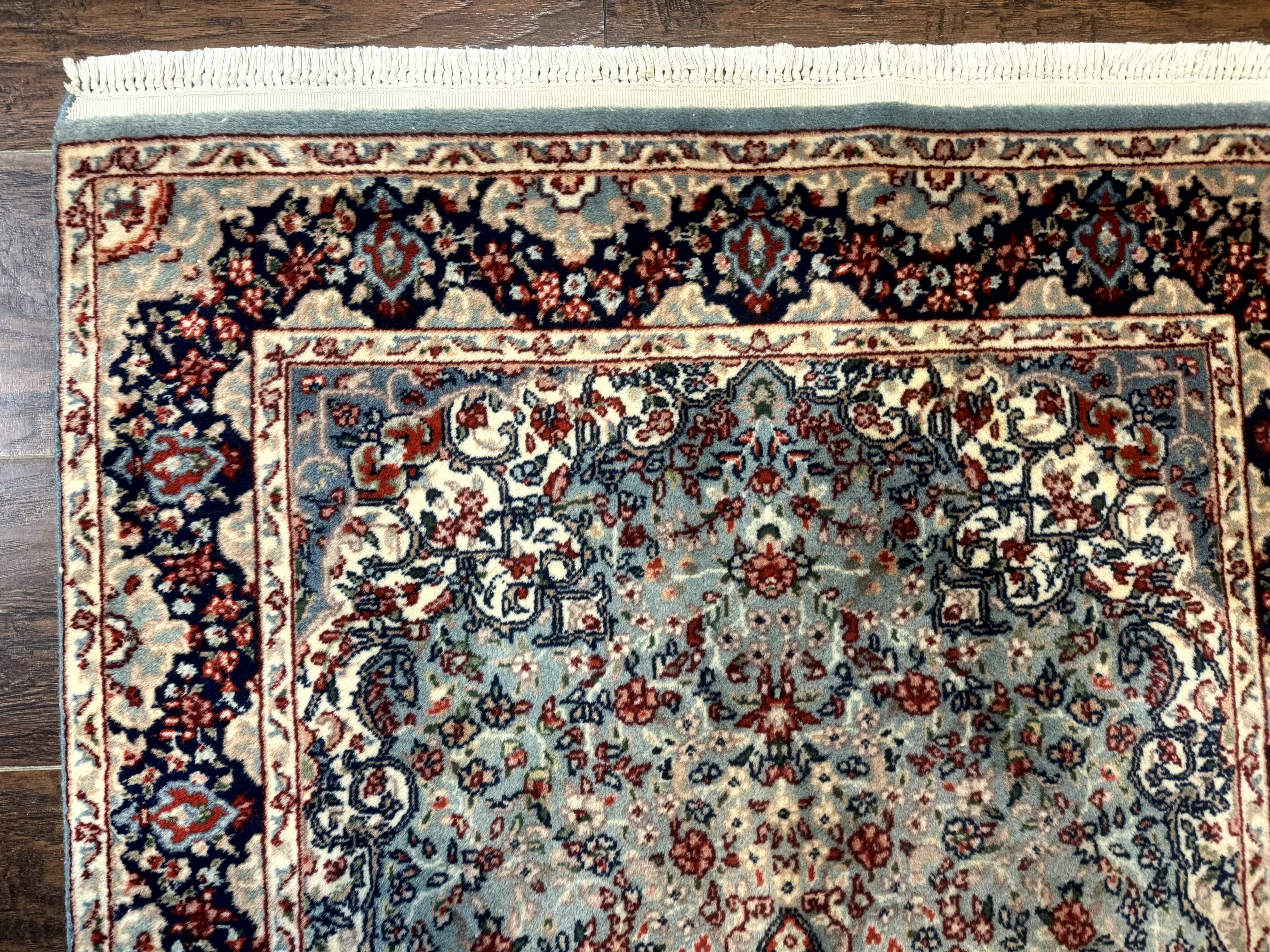 Indo Persian Kerman Rug 3x5, Light Blue, Floral Medallion - Image 7
