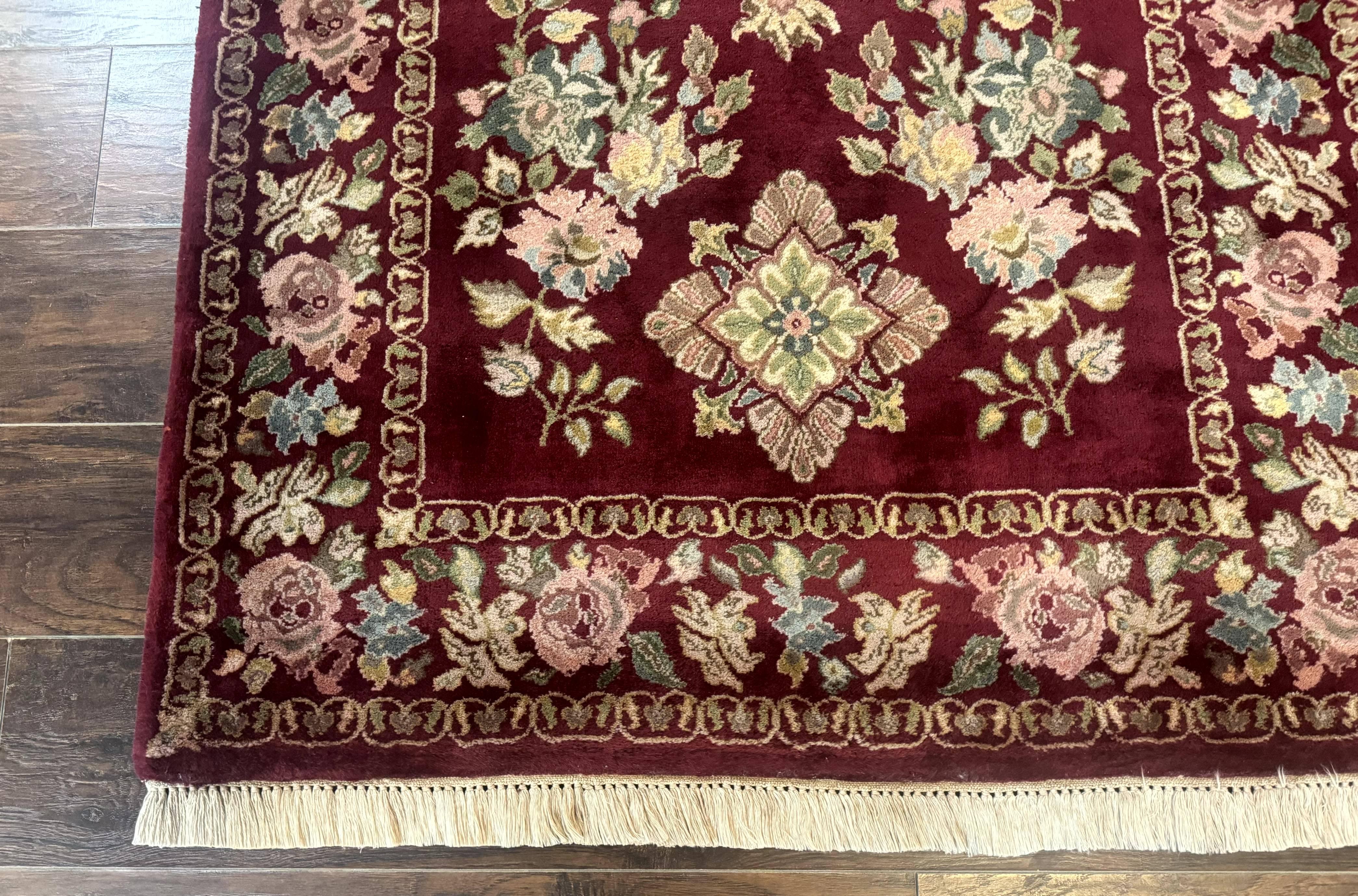 Indo Persian Kerman Rug 4x6, Burgundy, Floral - Image 8