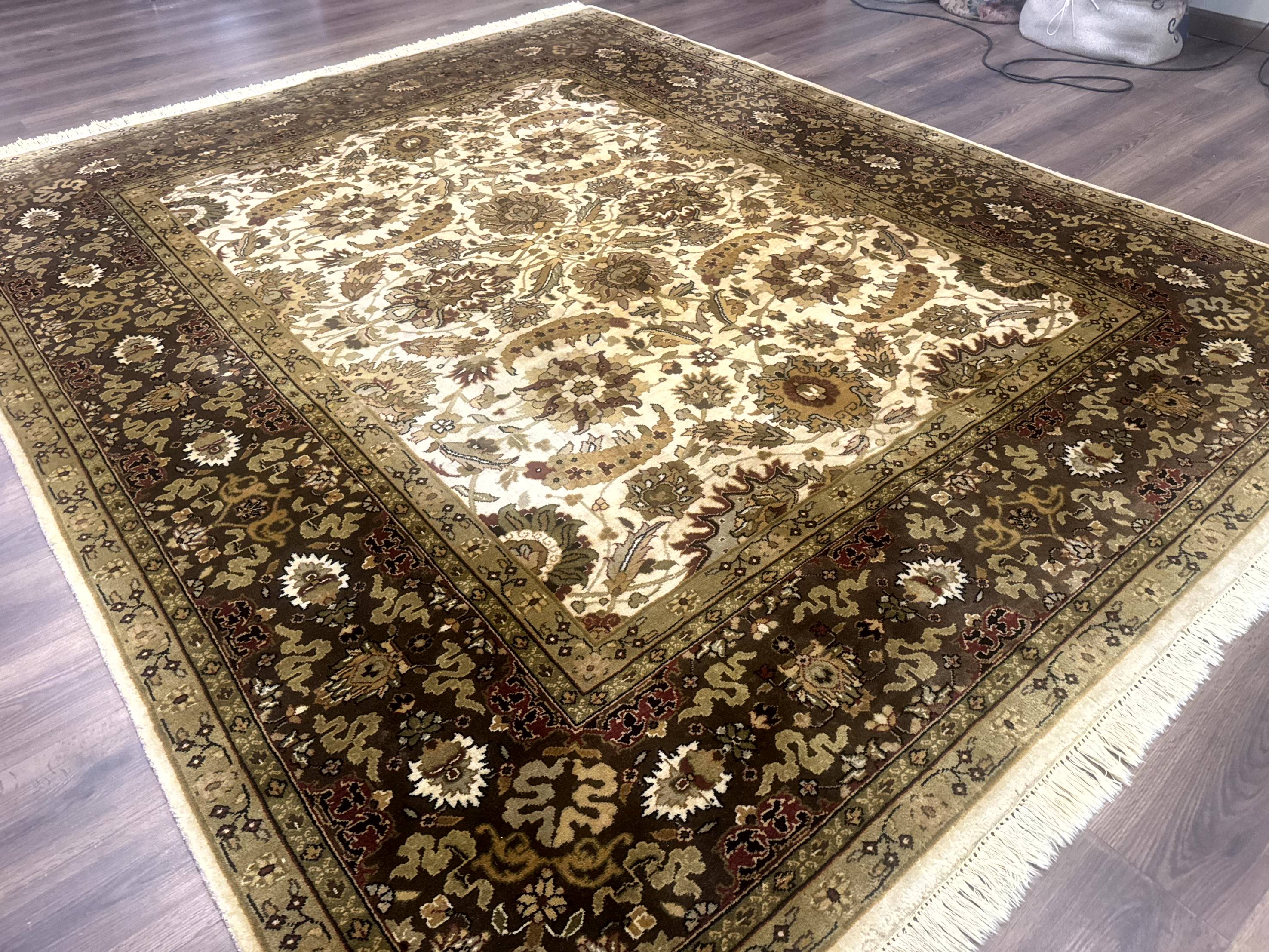 Indo Persian Mahal Rug 8x10, Floral Traditional Wool Oriental Carpet - Image 12