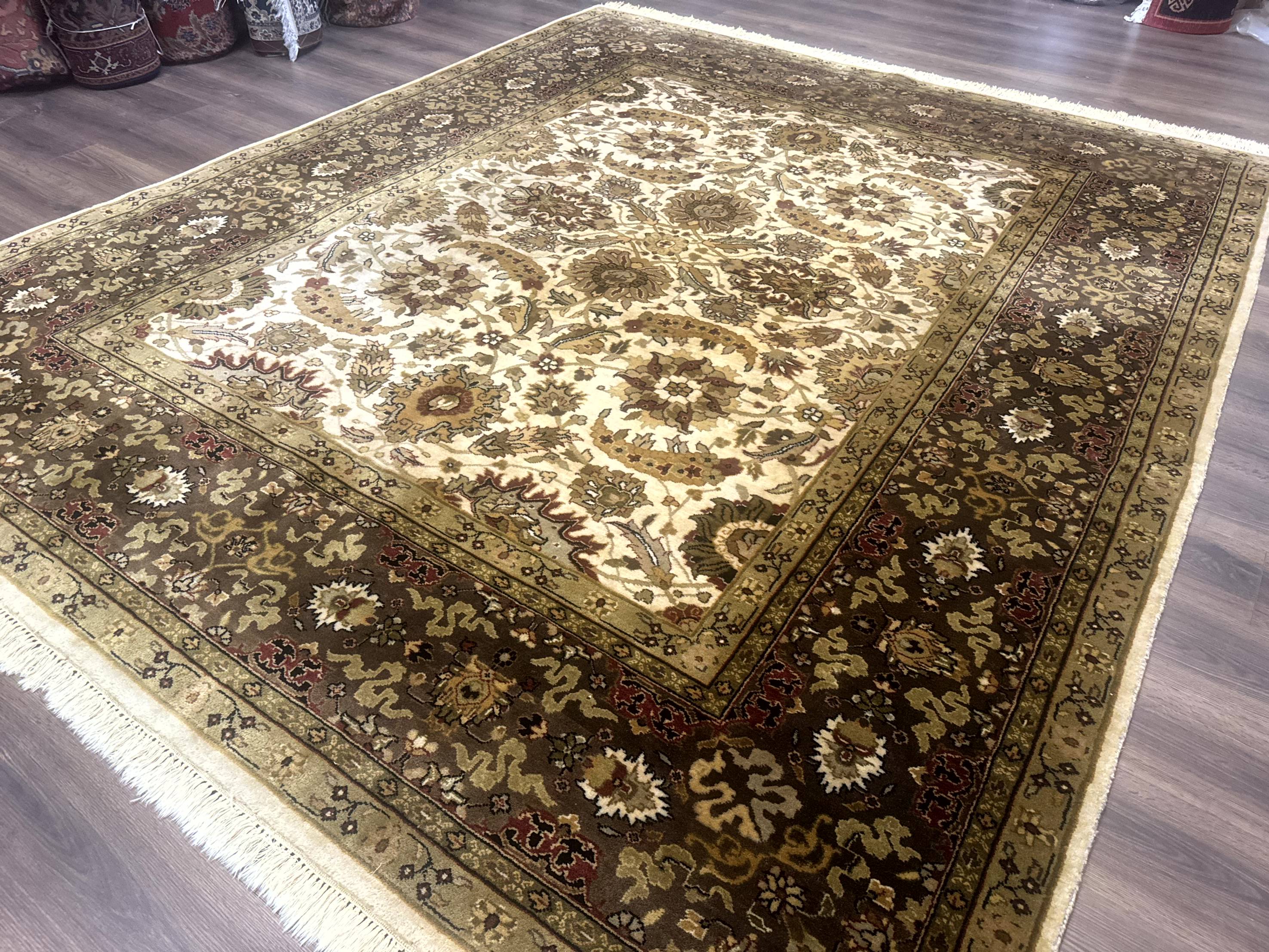 Indo Persian Mahal Rug 8x10, Floral Traditional Wool Oriental Carpet - Image 2
