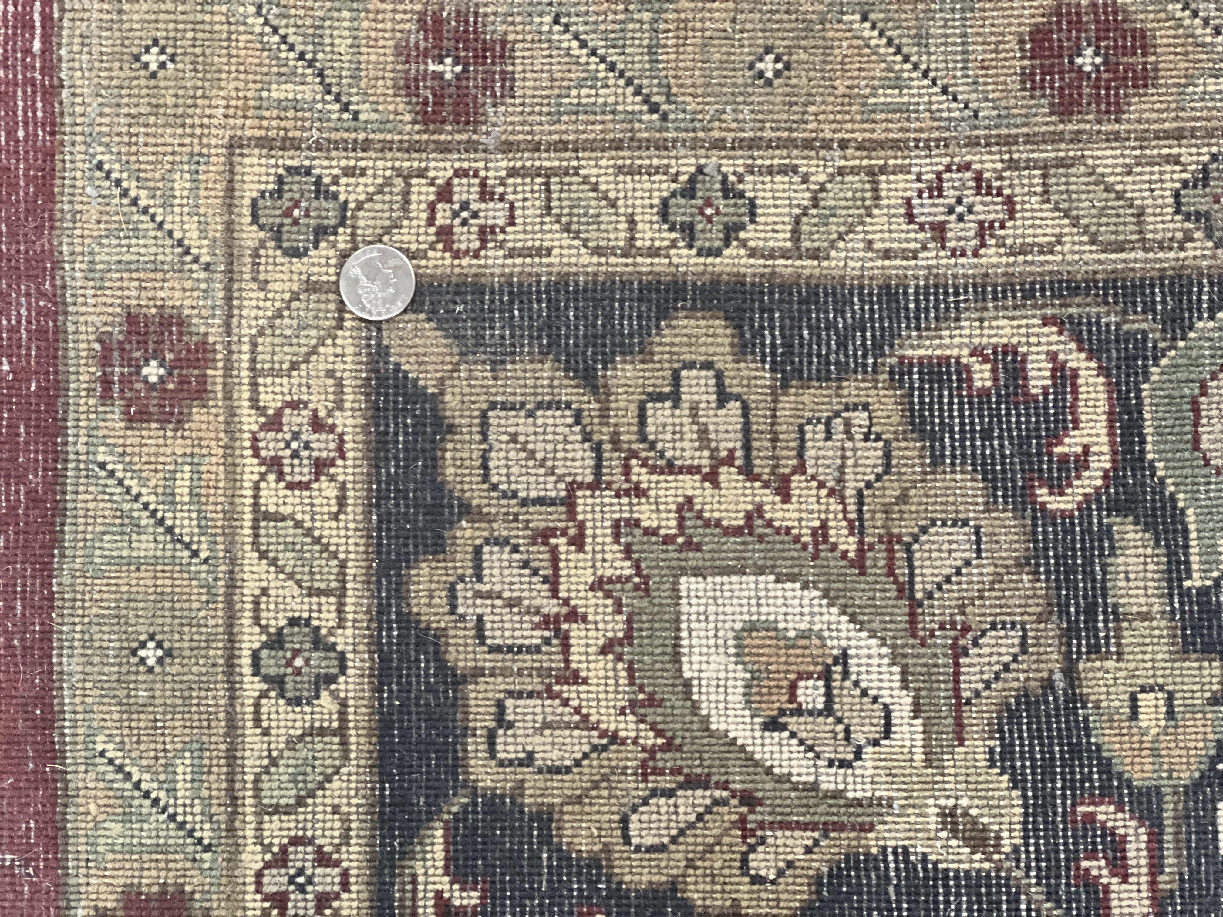 Indo Persian Rug 10x14, Floral Allover, Maroon, Handmade Hand Knotted VIntage Wool Rug, Large Oriental Carpet - Image 10