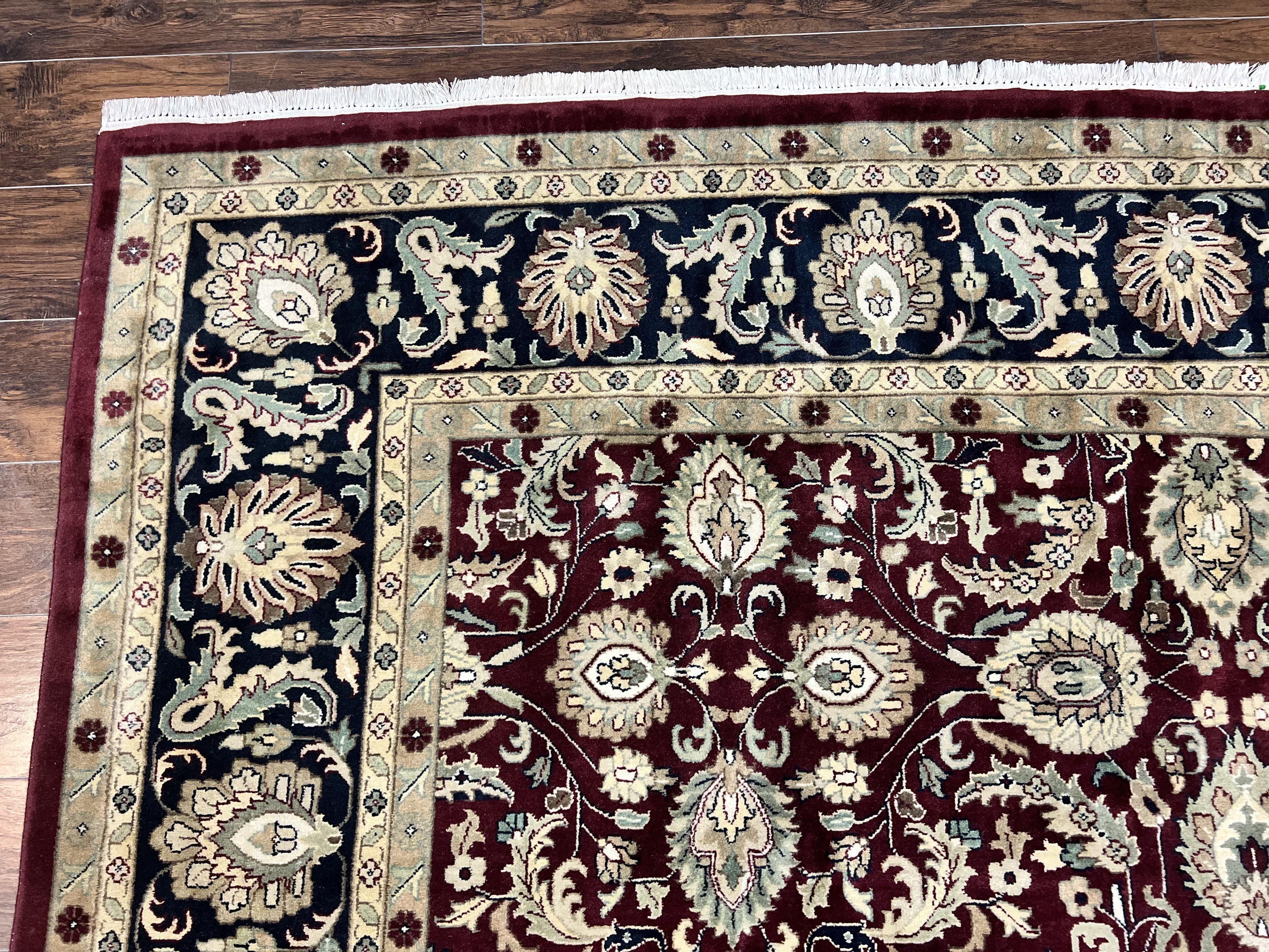 Indo Persian Rug 10x14, Floral Allover, Maroon, Handmade Hand Knotted VIntage Wool Rug, Large Oriental Carpet - Image 6