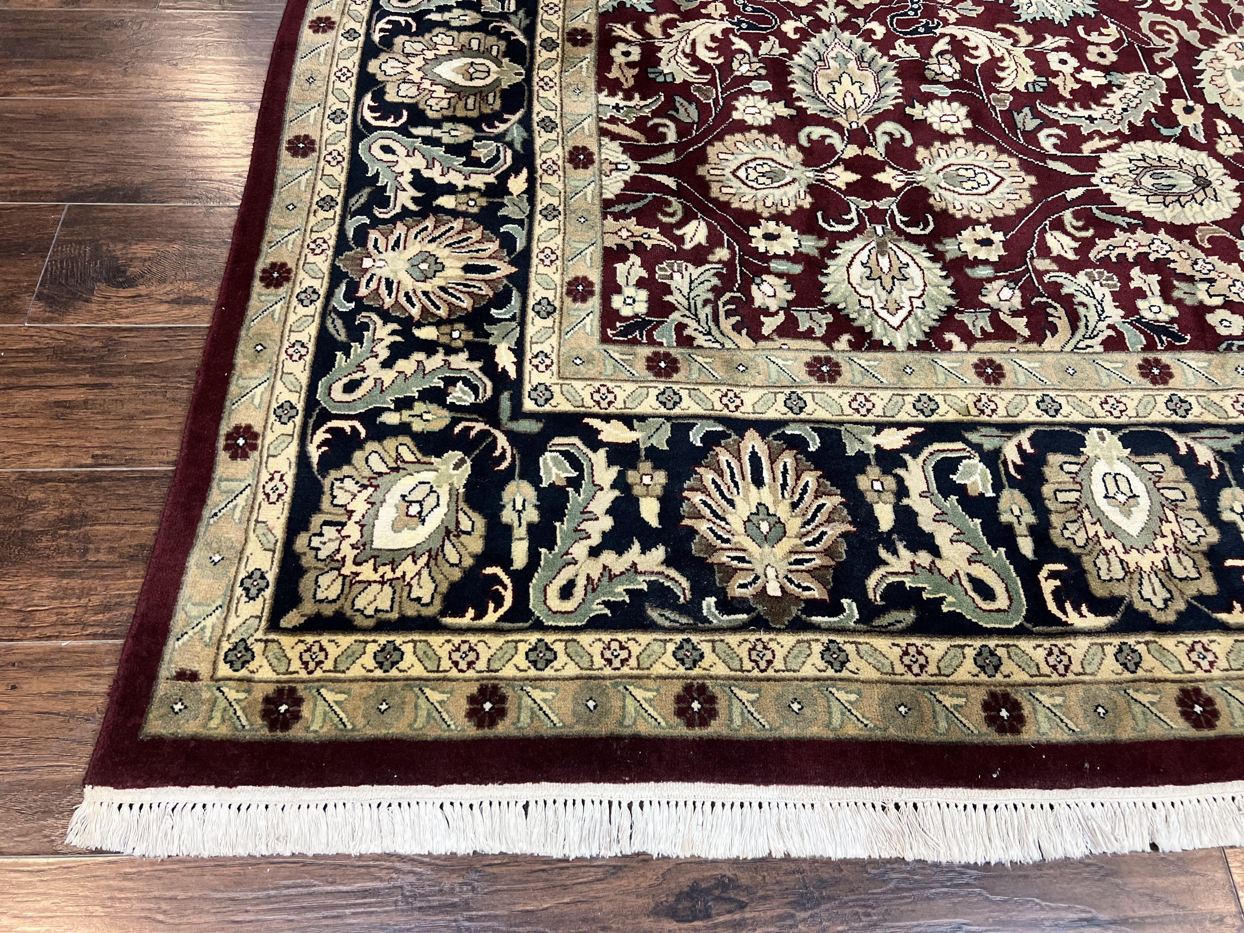 Indo Persian Rug 10x14, Floral Allover, Maroon, Handmade Hand Knotted VIntage Wool Rug, Large Oriental Carpet - Image 8