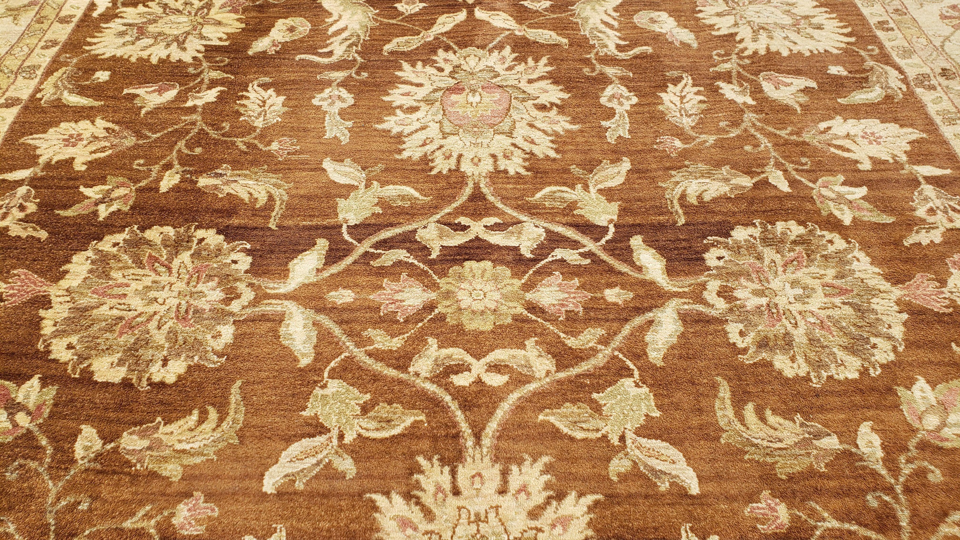 Indo Persian Rug 10x14, Mahal Sultanabad Oriental Carpet, Burnt Orange & Beige, Handmade Wool Area Rug - Image 4