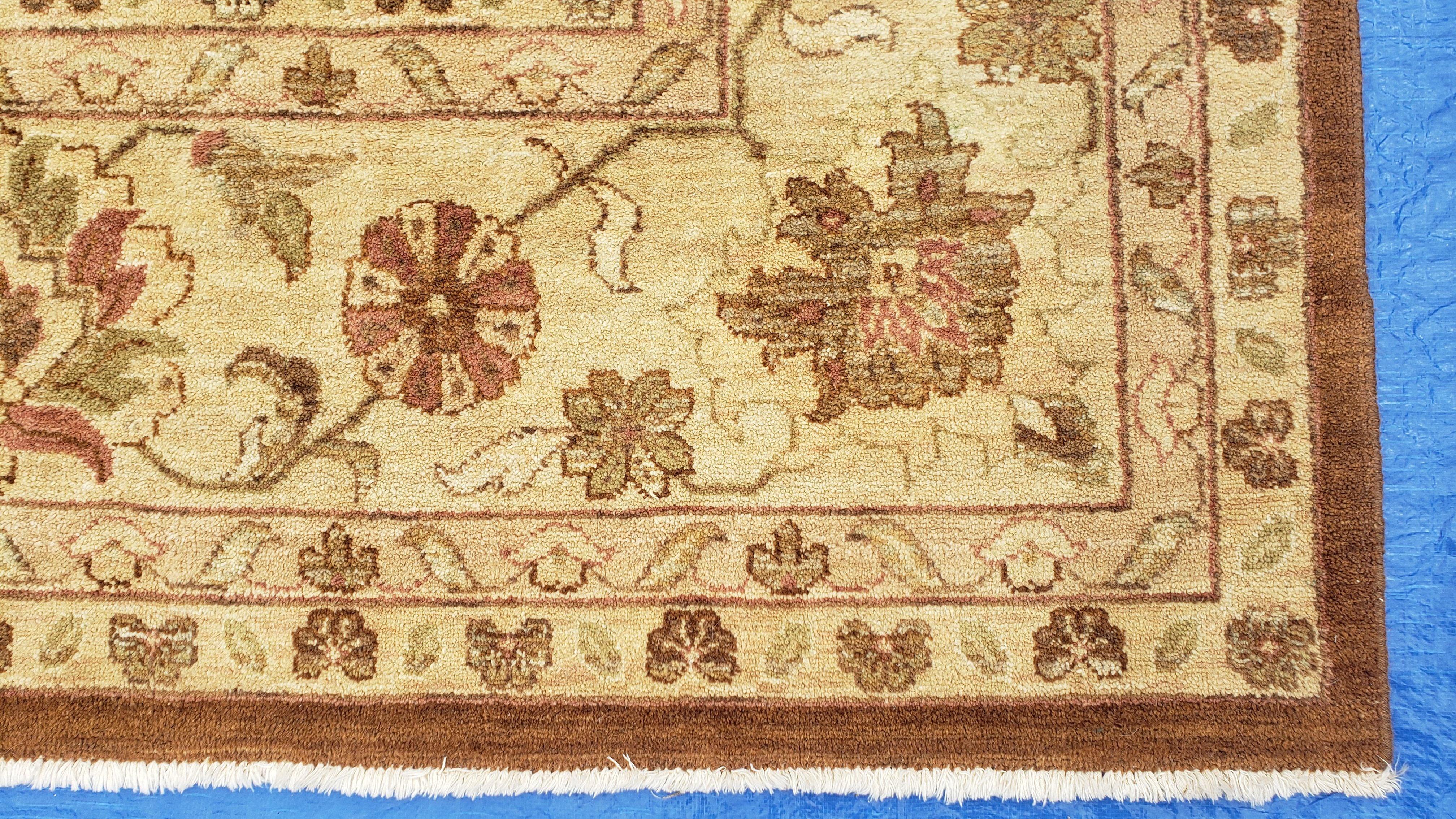 Indo Persian Rug 10x14, Mahal Sultanabad Oriental Carpet, Burnt Orange & Beige, Handmade Wool Area Rug - Image 9