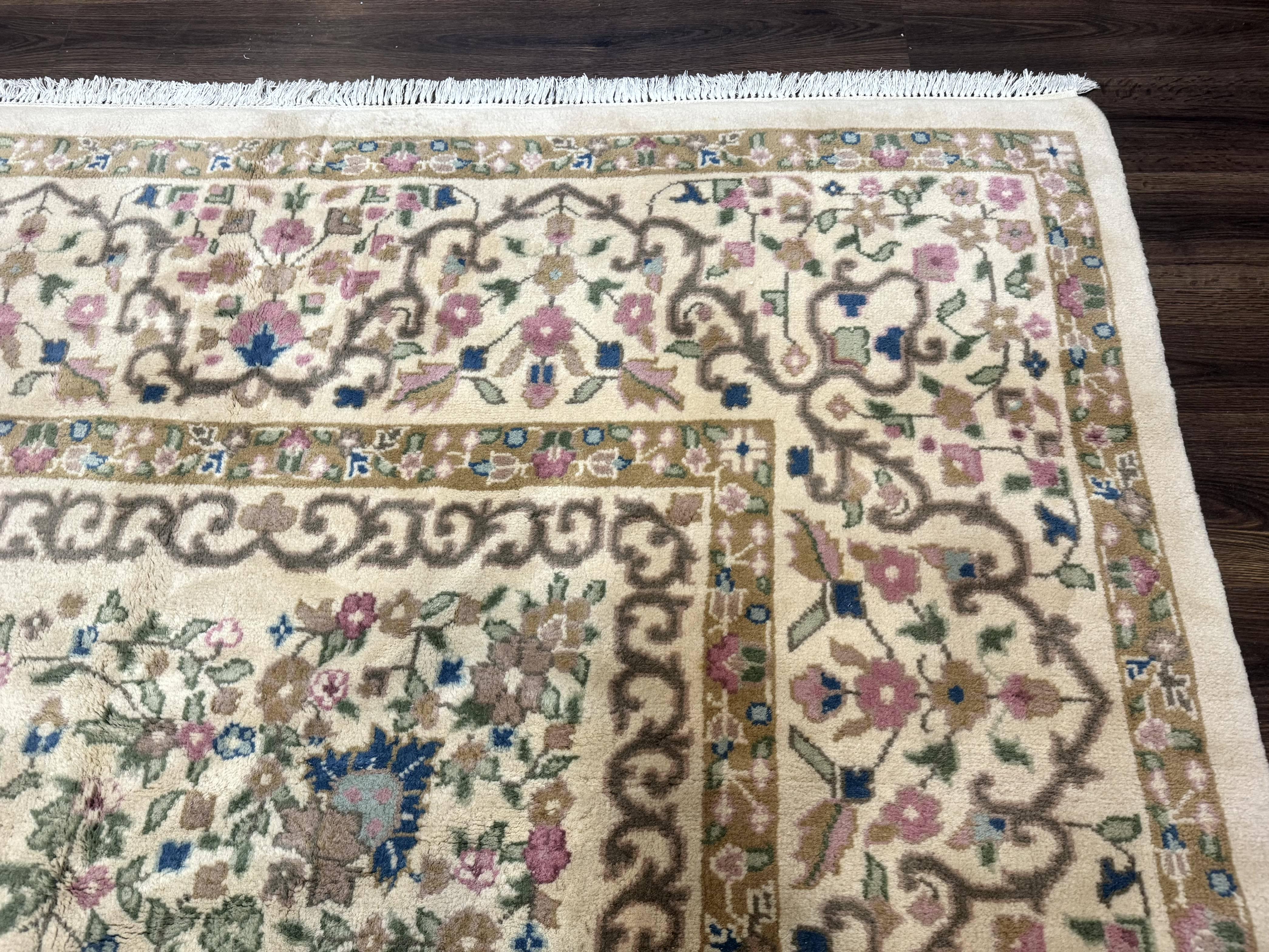 Indo Persian Rug 12x15, Palace Sized Carpet, Oversized Wool Handmade Rug, Kerman Rug, Semi Open Field, Pande Cameron Rug, Beige - Image 7