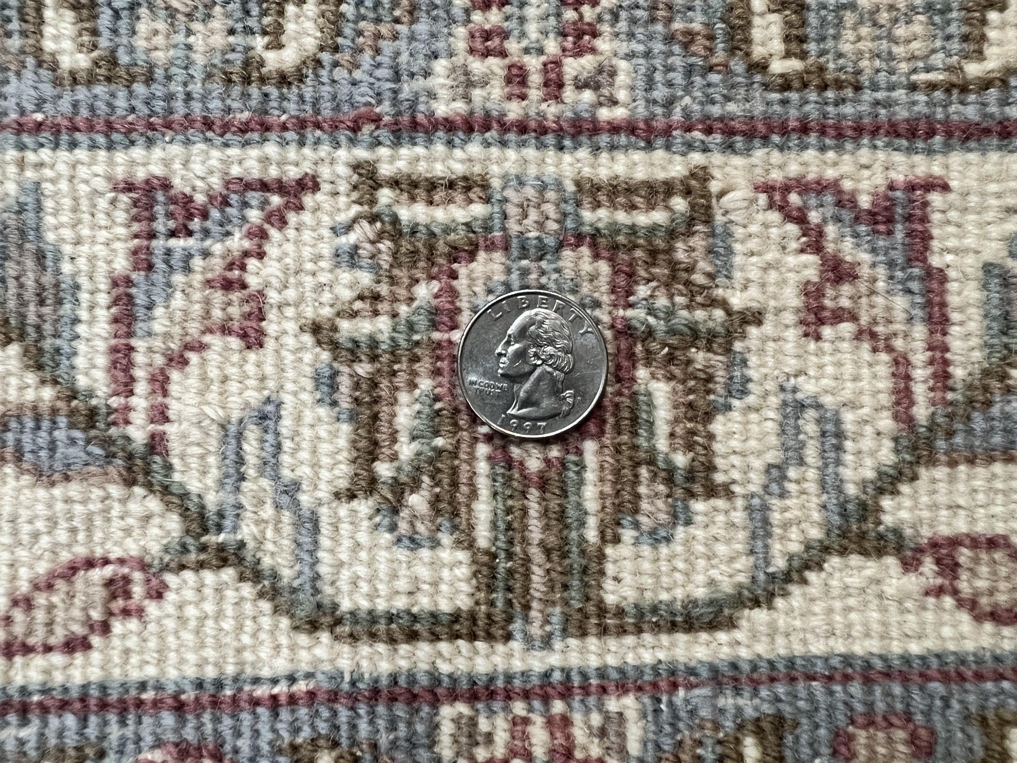 Indo Persian Rug 4x6, Vintage Handmade Wool Carpet, Floral Allover Pattern, Beige, Pair B - Image 11