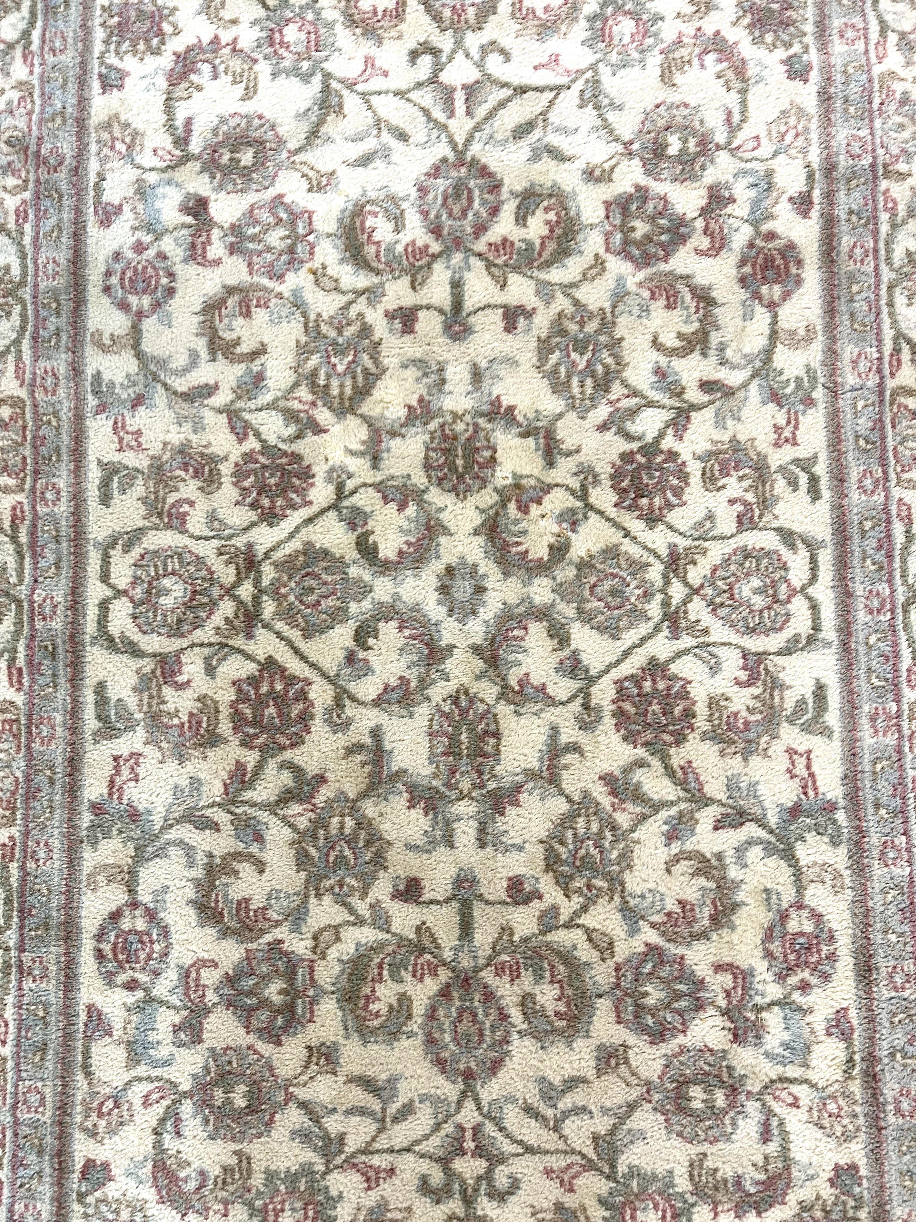 Indo Persian Rug 4x6, Vintage Handmade Wool Carpet, Floral Allover Pattern, Beige, Pair B - Image 4