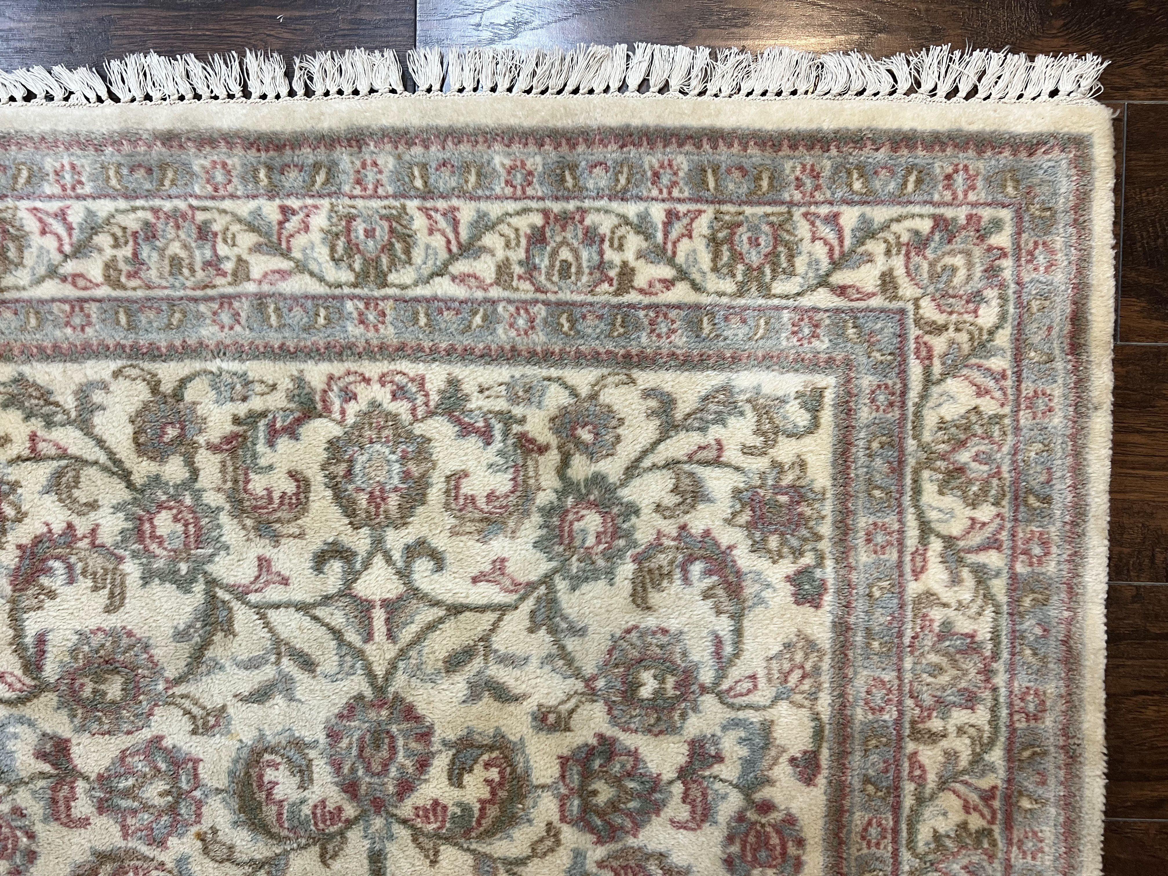 Indo Persian Rug 4x6, Vintage Handmade Wool Carpet, Floral Allover Pattern, Beige, Pair B - Image 7