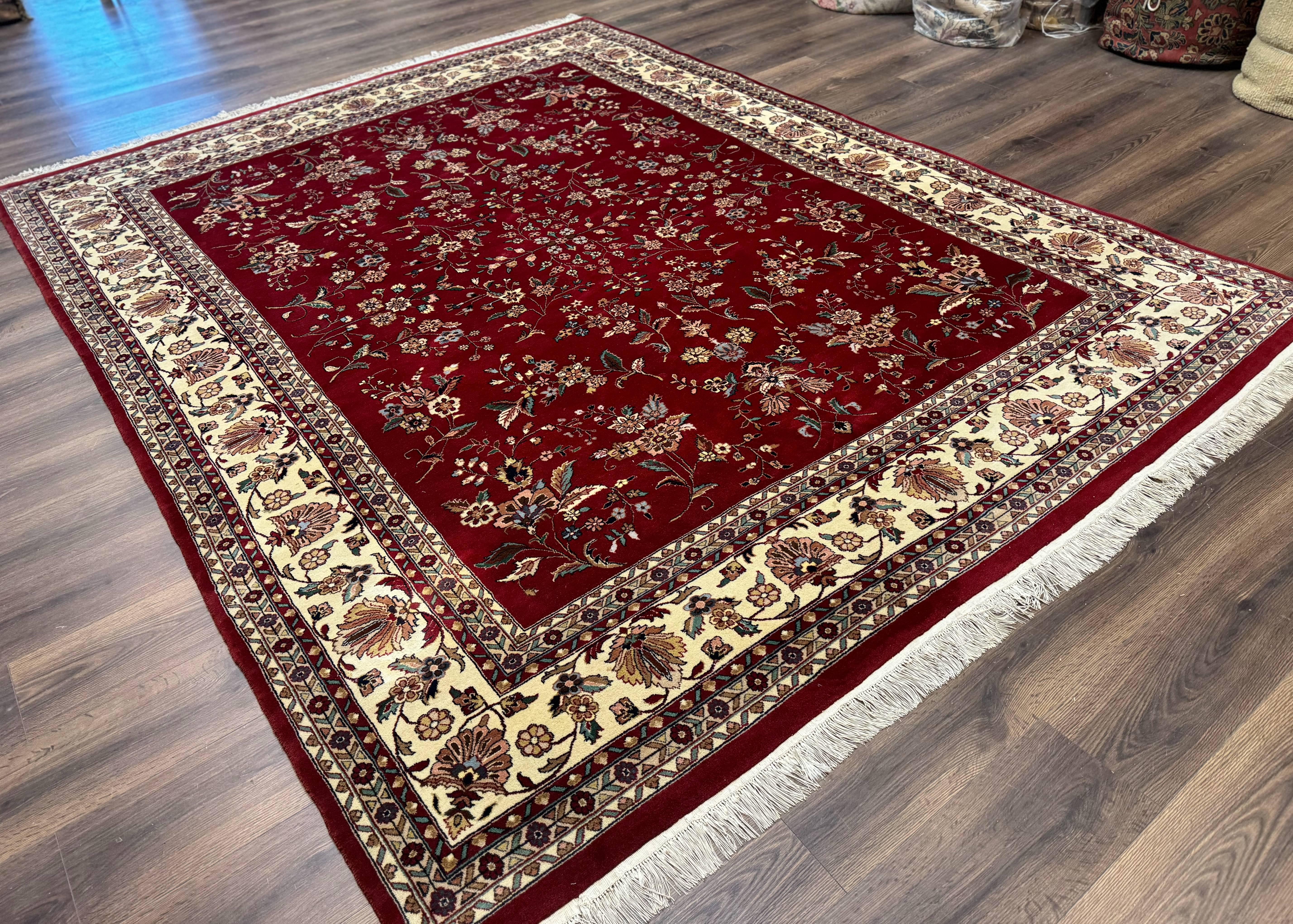 Indo Persian Rug 8x10, Red and Cream, Floral, Pande Cameron - Image 12