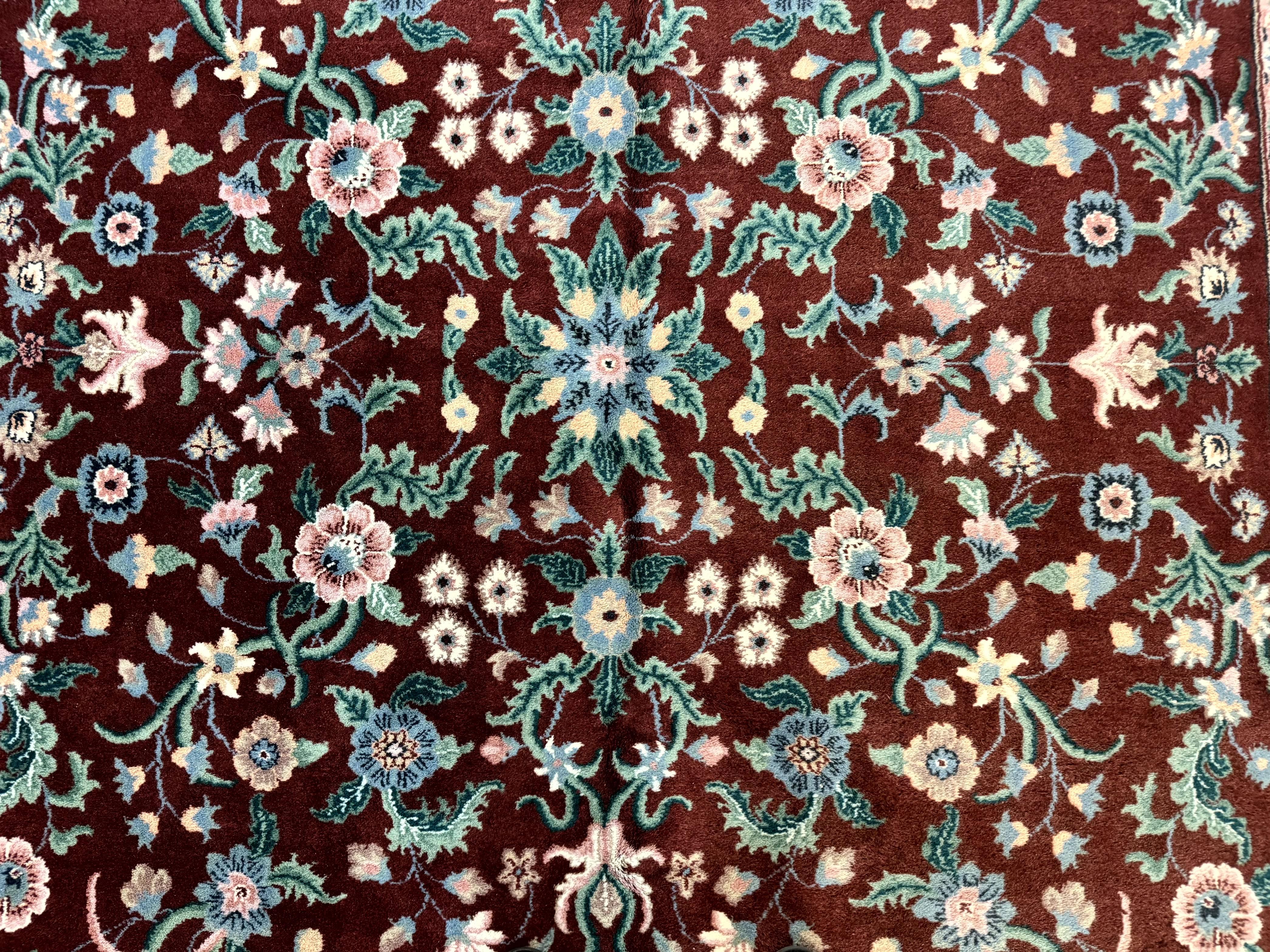 Indo Persian Rug 8x10, Red and Ivory, Floral Allover, Handmade Wool Area Rug - Image 4