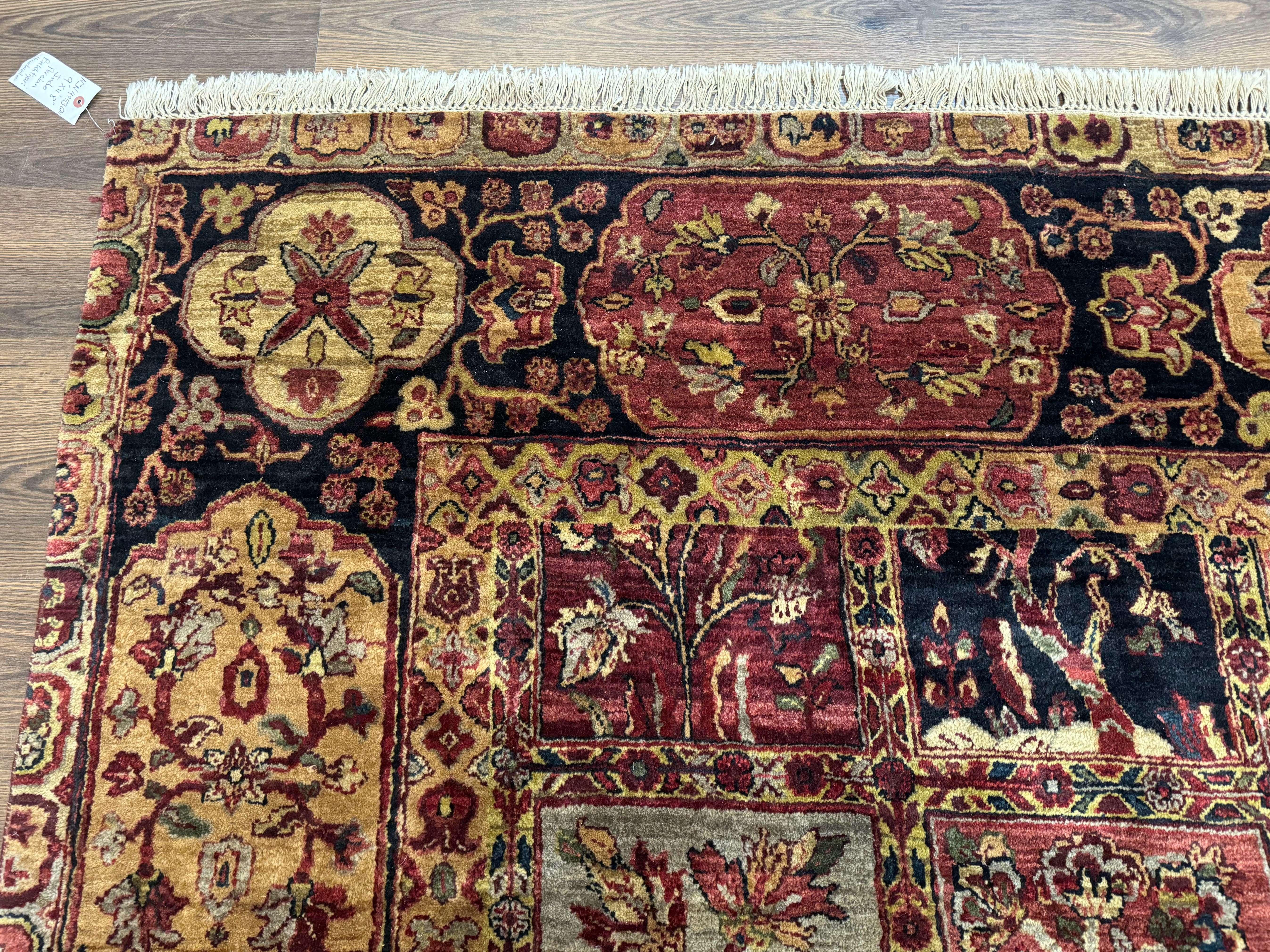 Indo Persian Rug 9x12, Bakhtiari Panel Design, Multicolor, Soft Wool Pile - Image 6