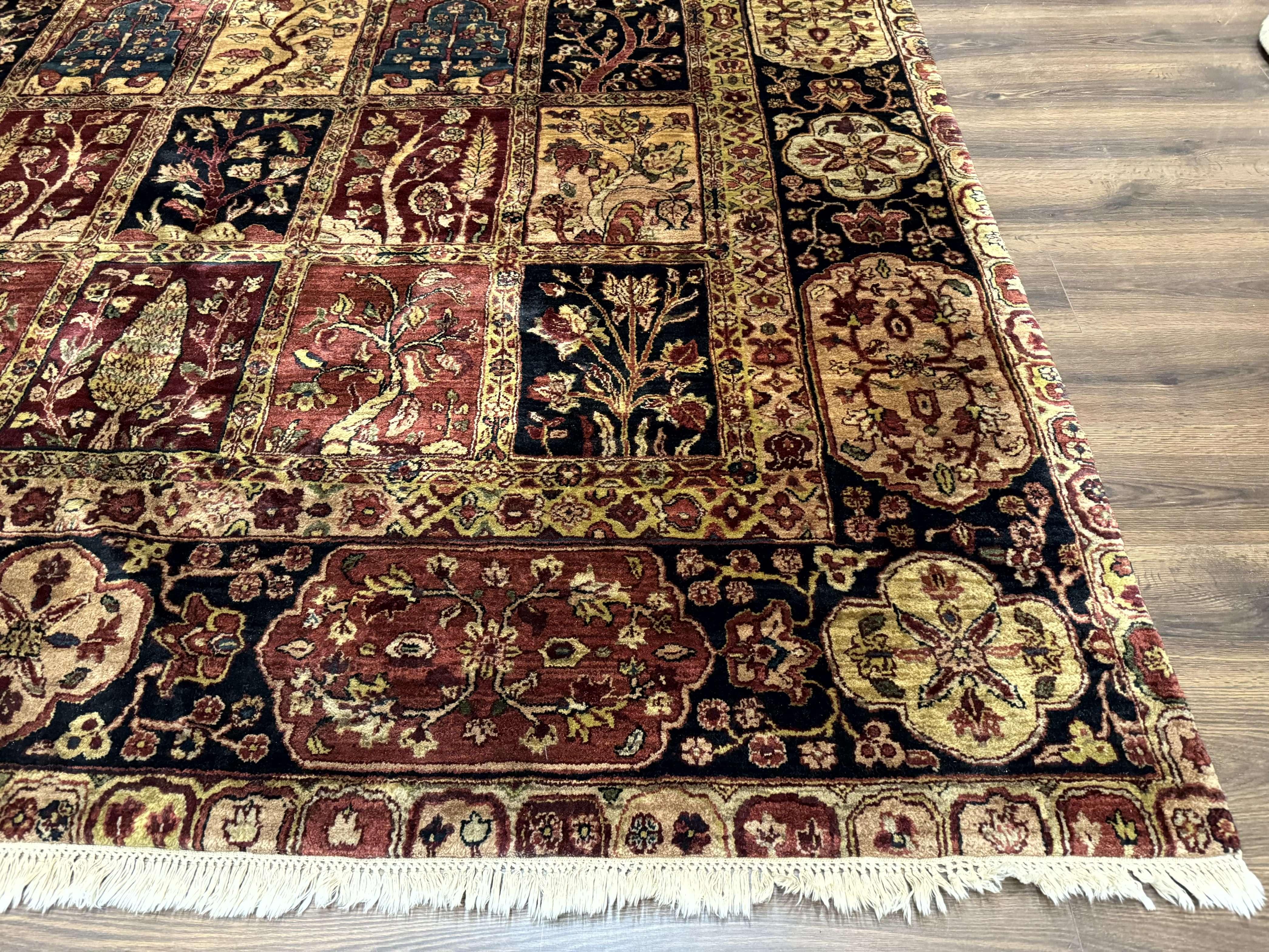 Indo Persian Rug 9x12, Bakhtiari Panel Design, Multicolor, Soft Wool Pile - Image 9