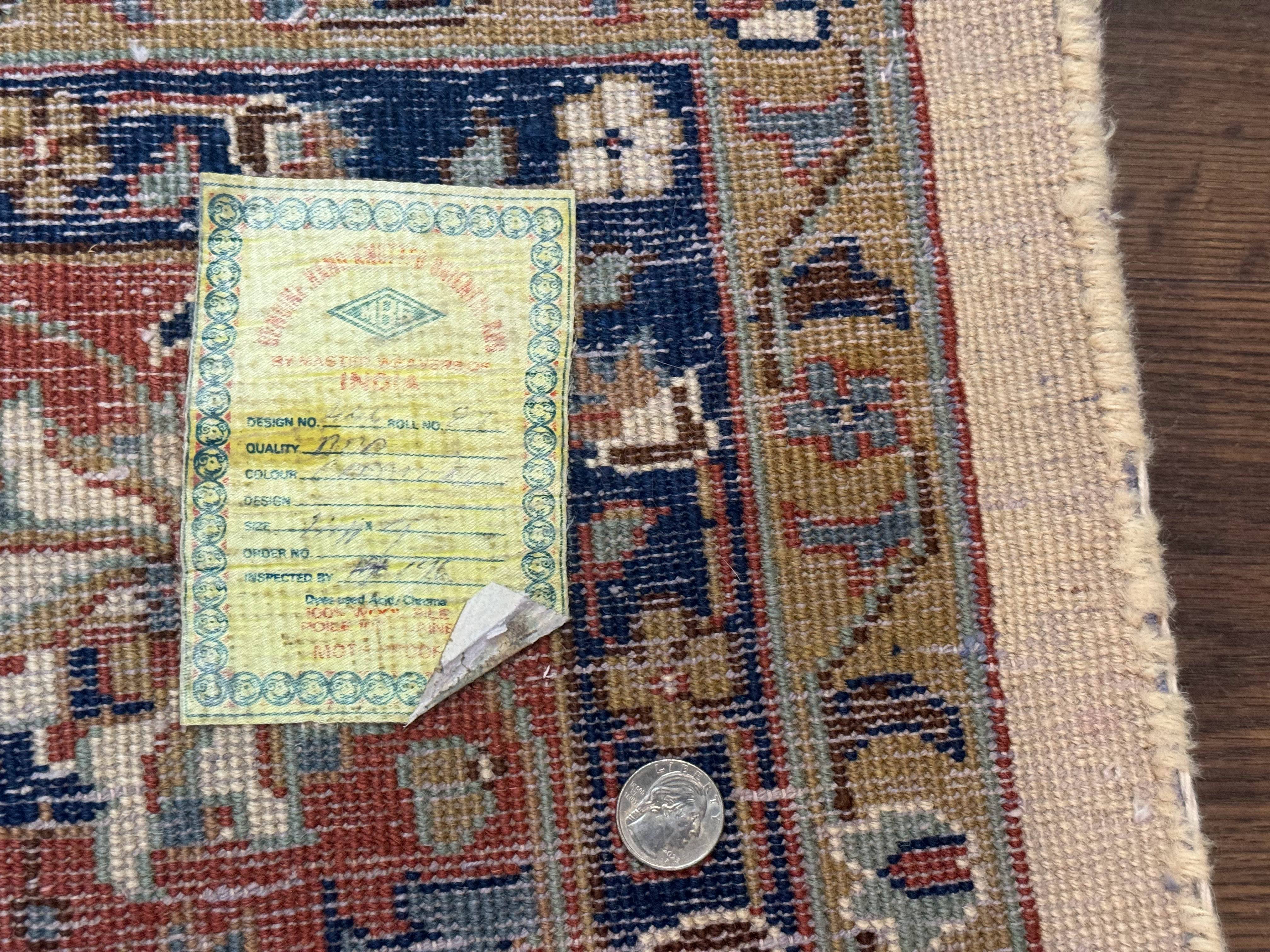 Indo Persian Rug 9x12, Ivory and Red, Traditional Wool Oriental Carpet - Image 12