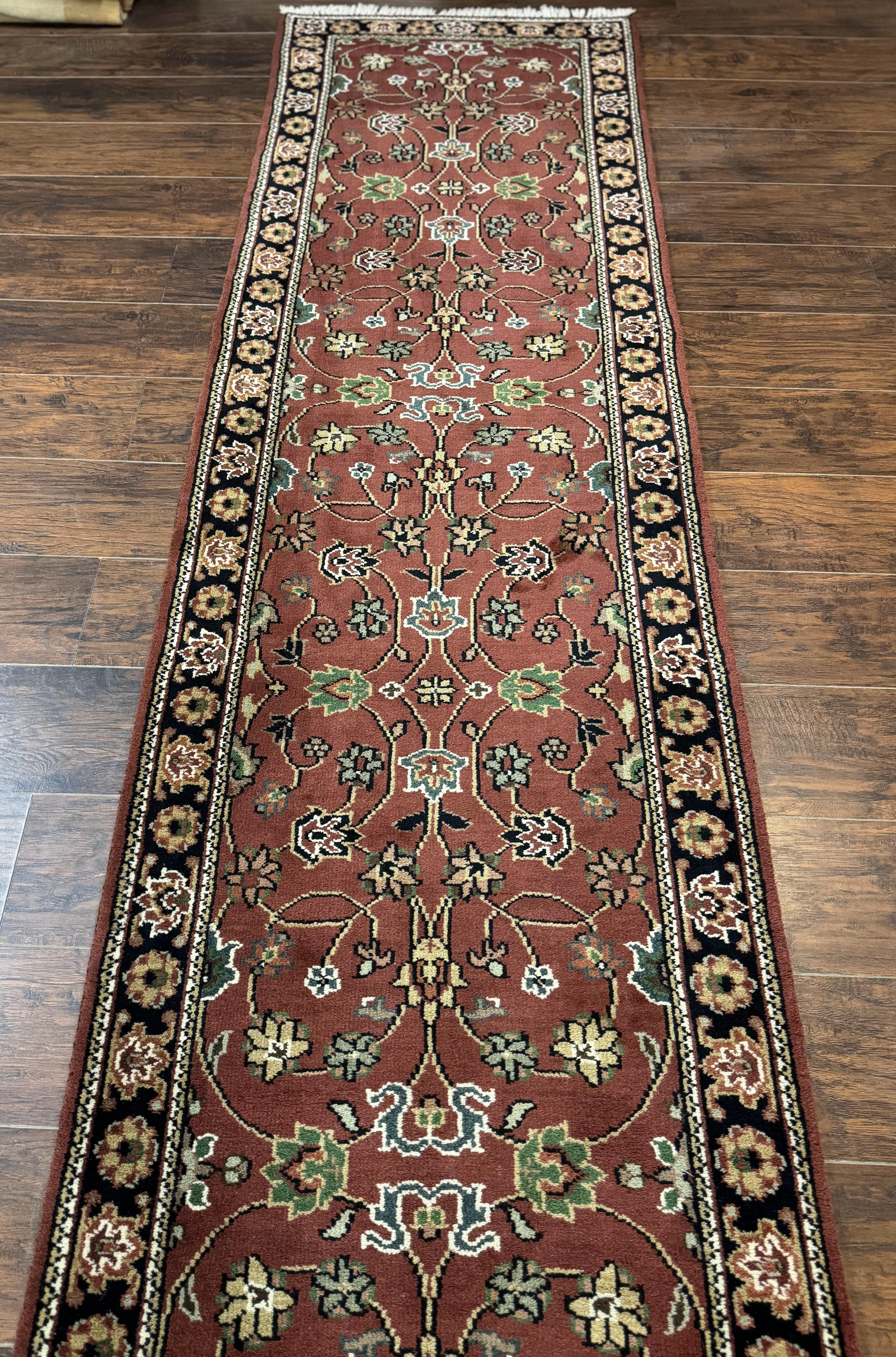 Indo Persian Sarouk Runner Rug 2.8 x 20 ft Runner for Hallway, Long Runner Rug, Handmade - Image 12