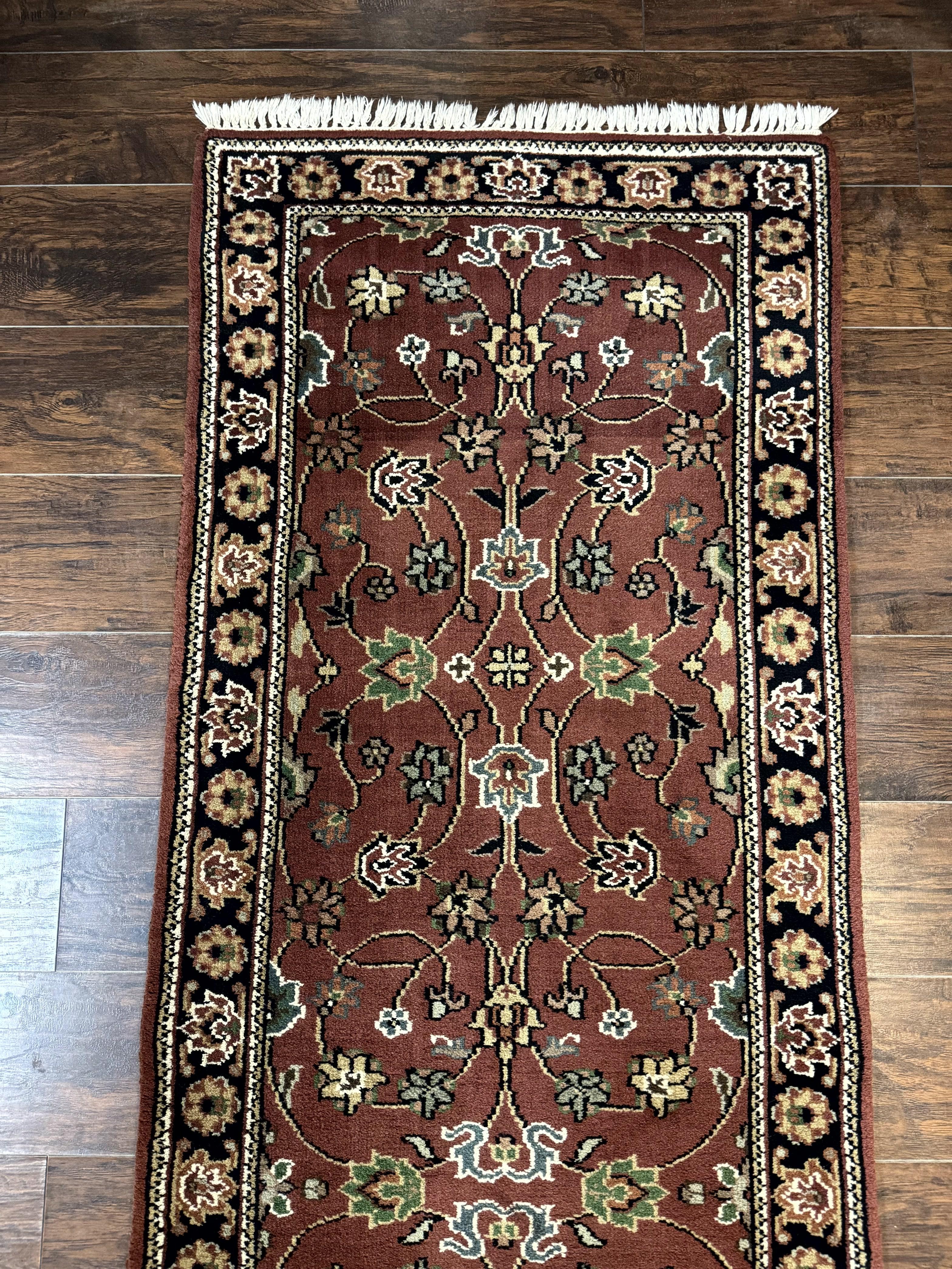 Indo Persian Sarouk Runner Rug 2.8 x 20 ft Runner for Hallway, Long Runner Rug, Handmade - Image 3