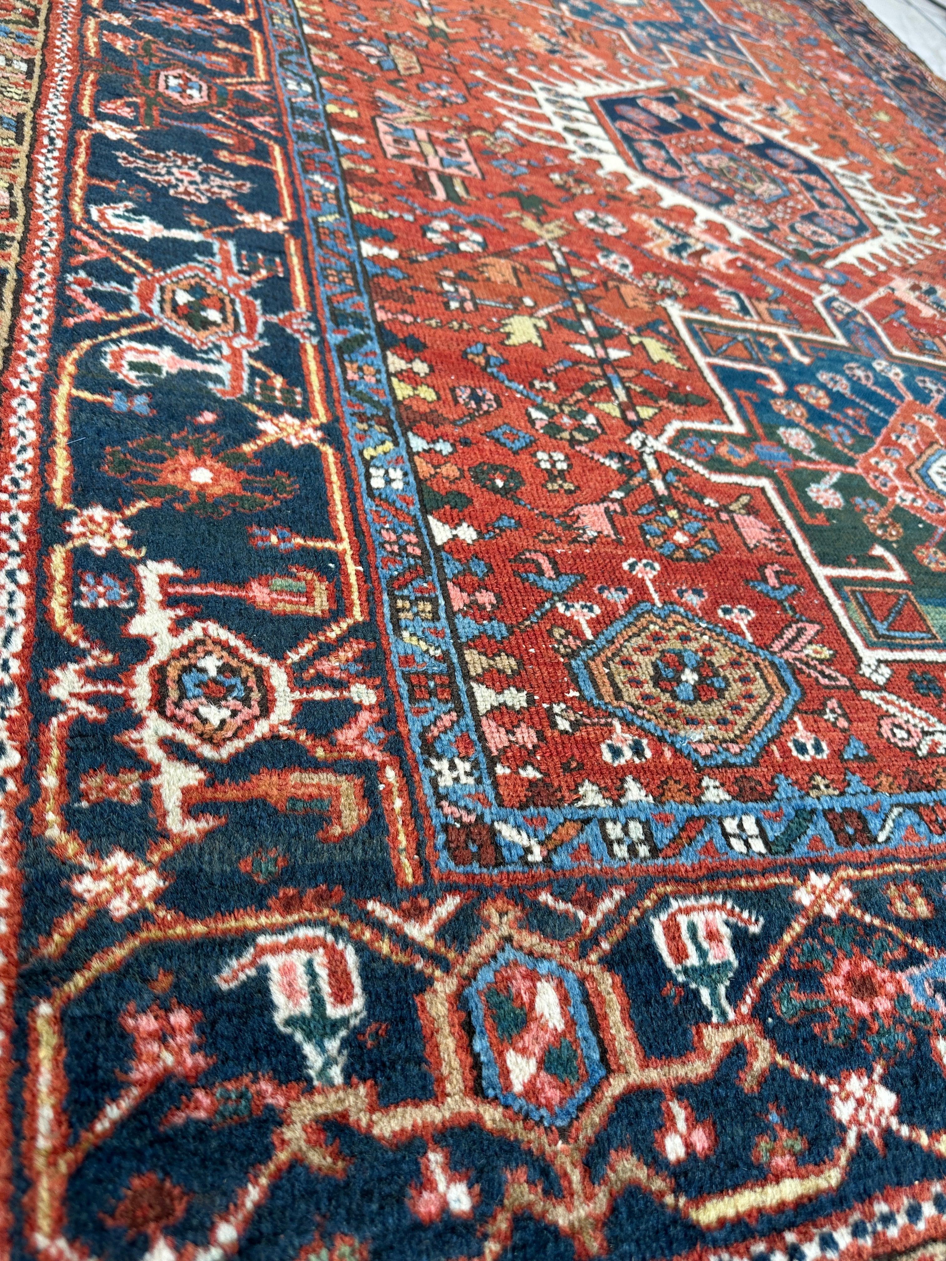 KARAJA Persian Antique Heriz Rug  4'9" x 6' - Image 9