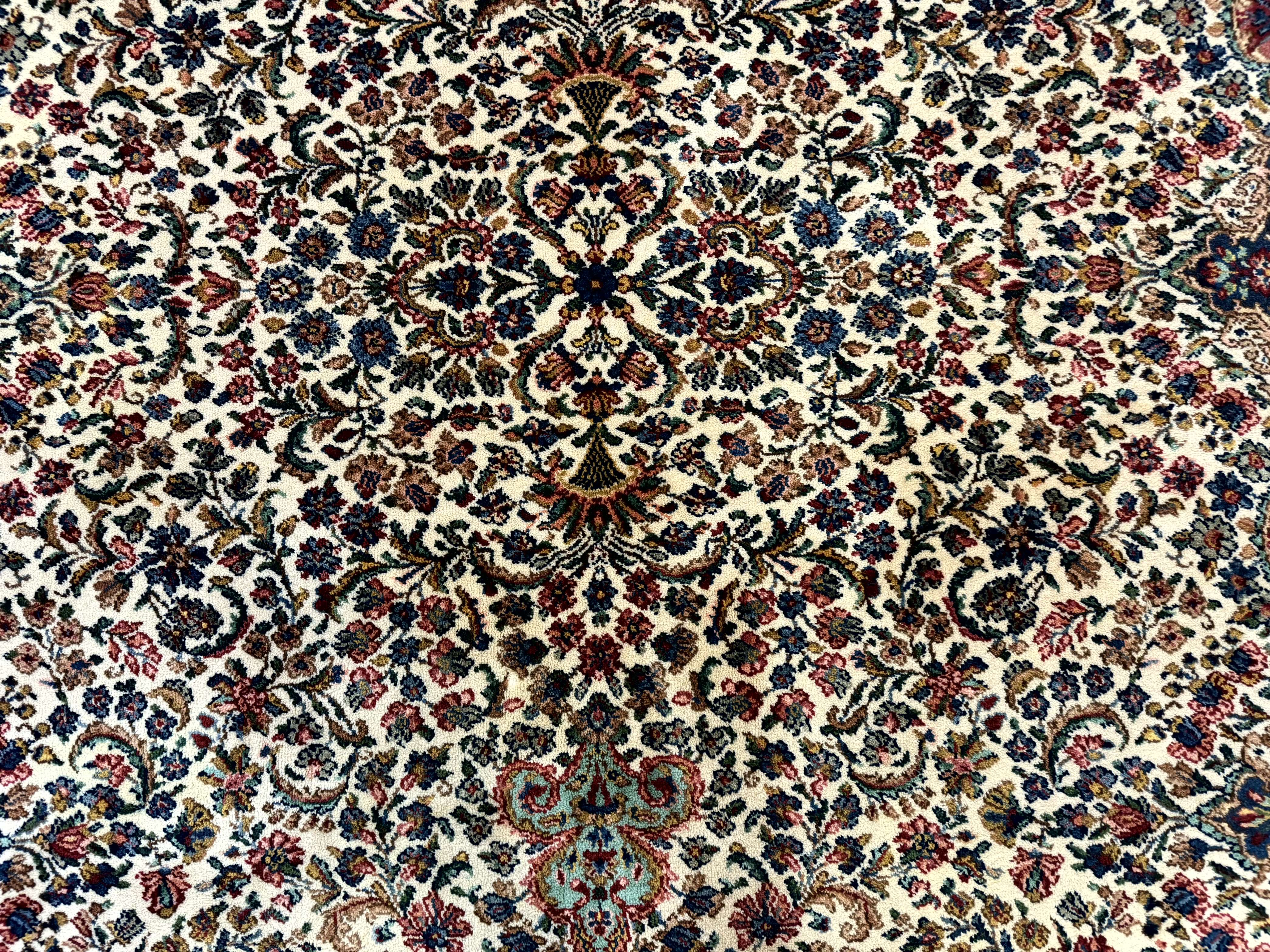 Karastan Rug #742 Floral Kirman 8.8 x 12, Wool Pile, Vintage Original Series, Rare - Image 4