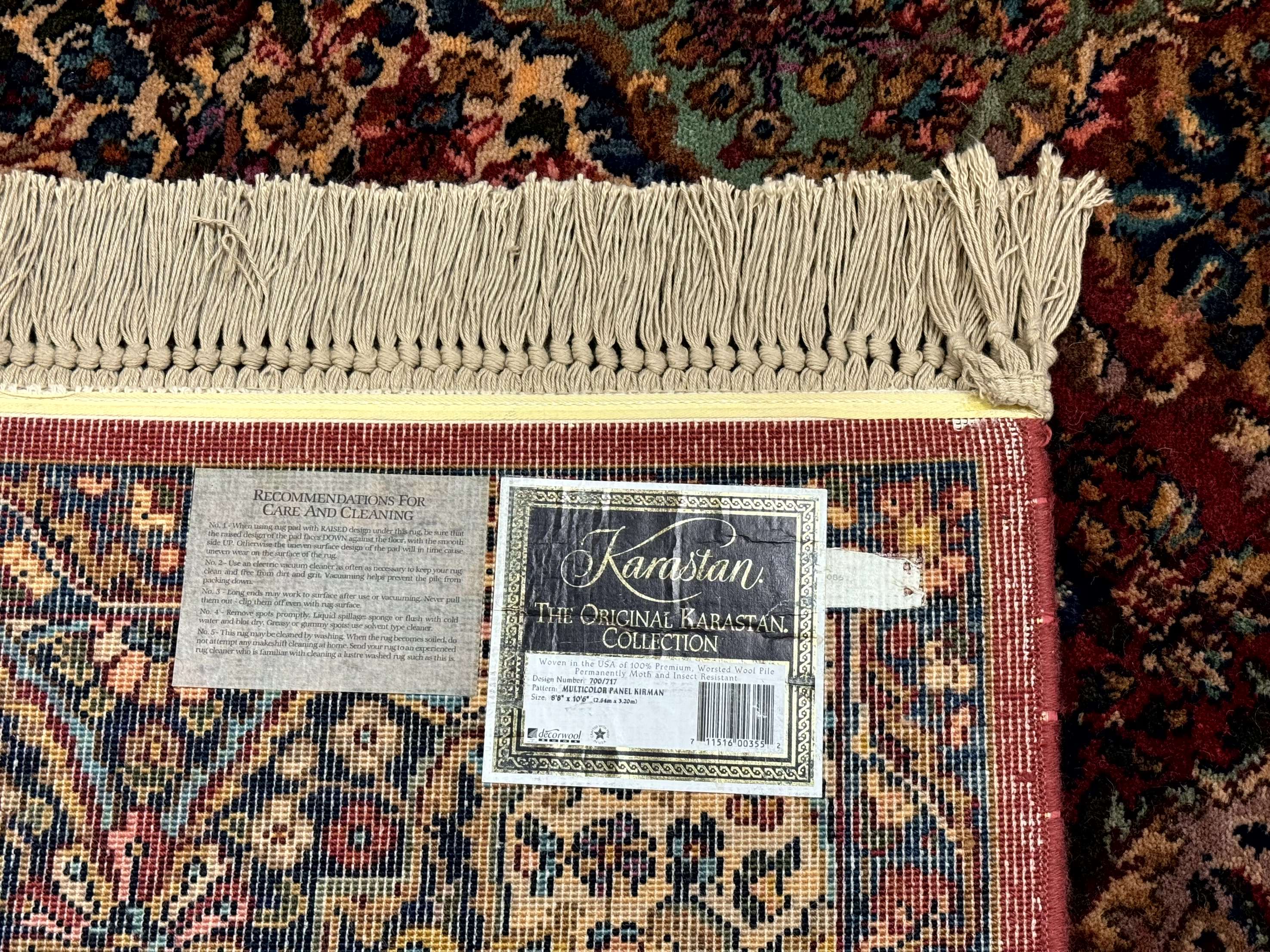 Karastan Rug 8.8 x 10.6, Multicolor Panel Kirman Rug #717, Wool - Image 10