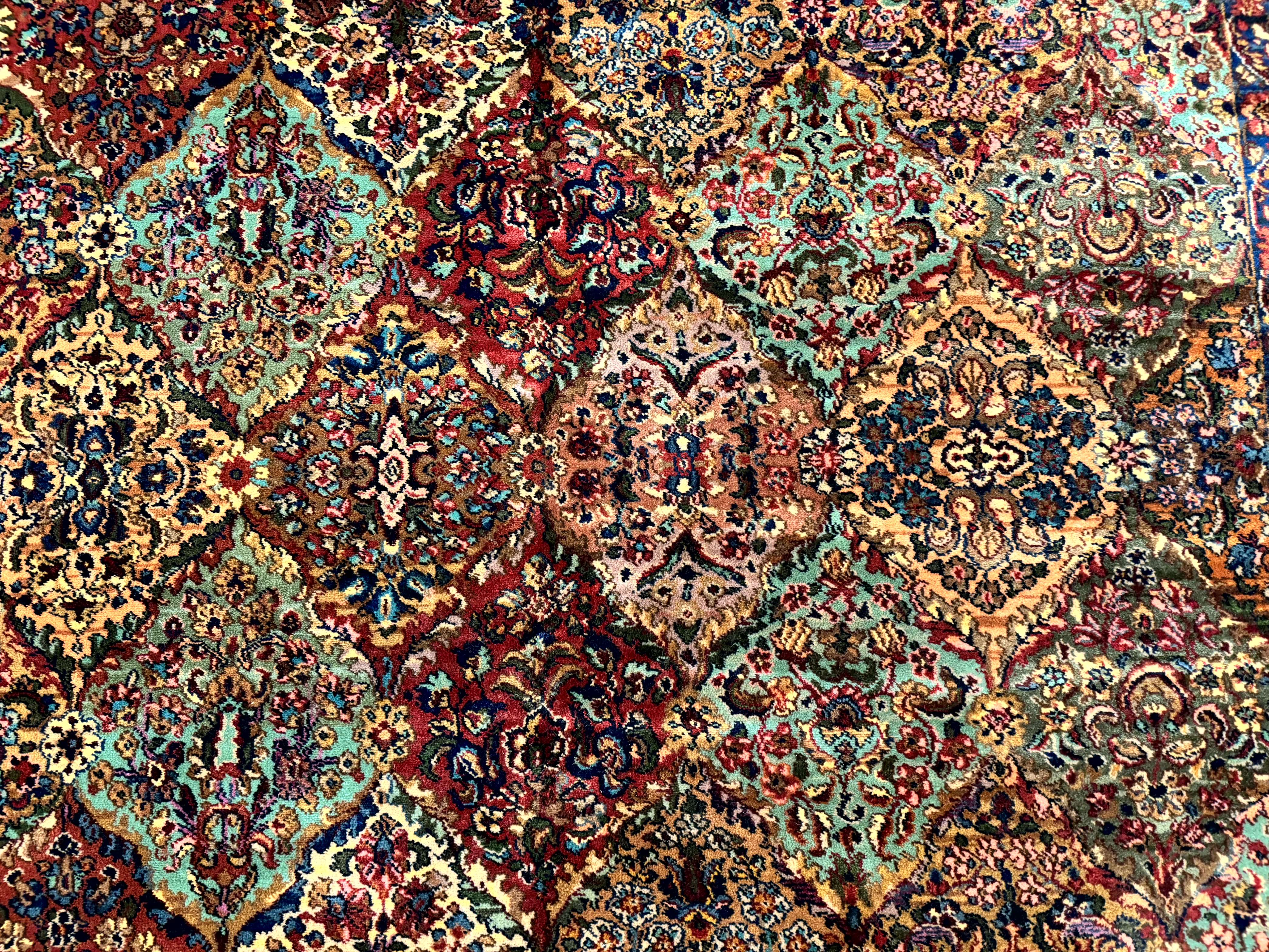 Karastan Rug 8.8 x 10.6, Multicolor Panel Kirman Rug #717, Wool - Image 4