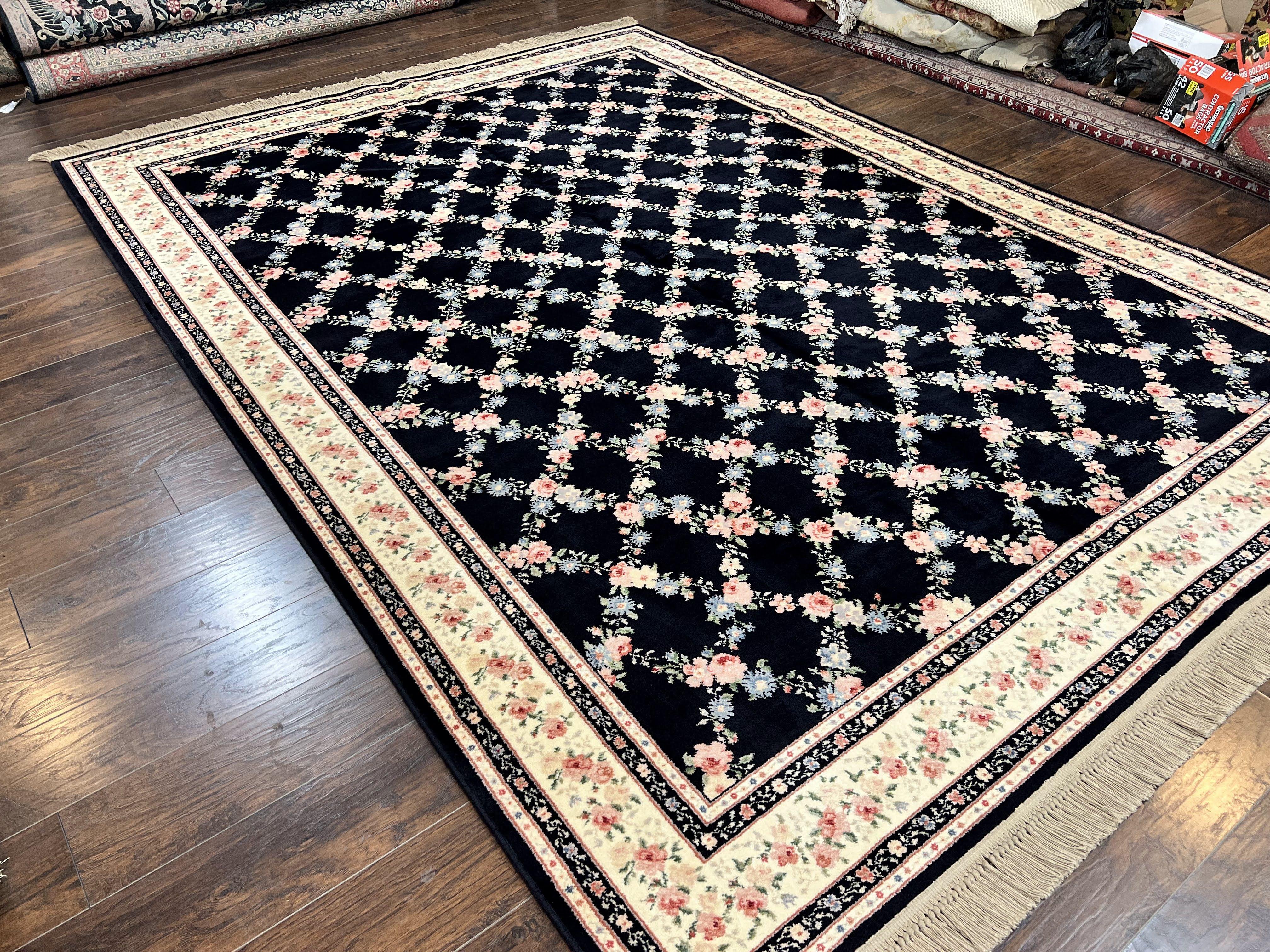 Karastan Rug 8' 8" x 12" Garden of Eden Collection Ebony Trellis #509/1270, Wool Pile Discontinued Vintage Karastan Carpet, Room Sized Rug - Image 12