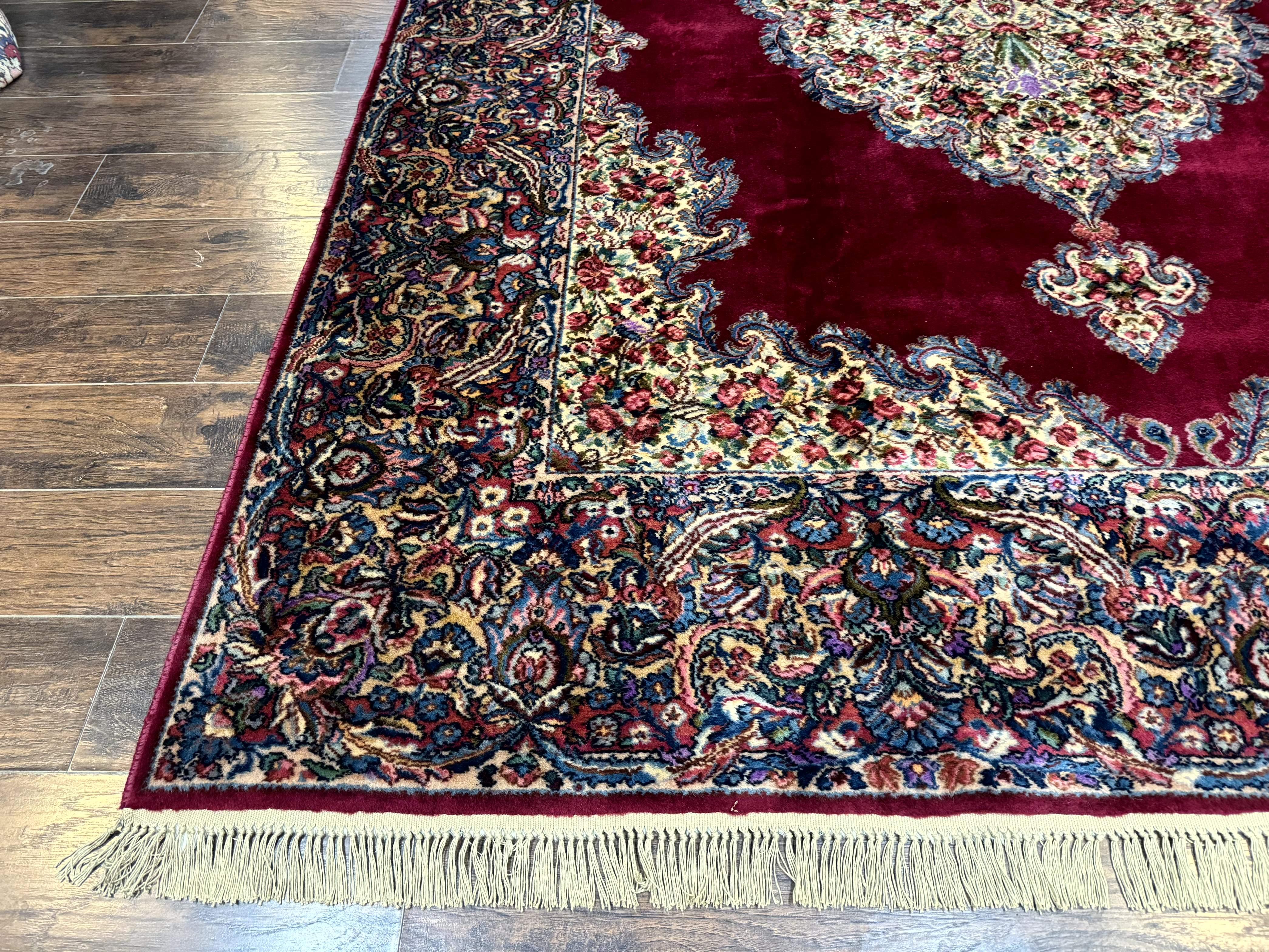 Karastan Rug 8.8 x 12 - Red Floral Kirman - Wool Pile Carpet - Image 8