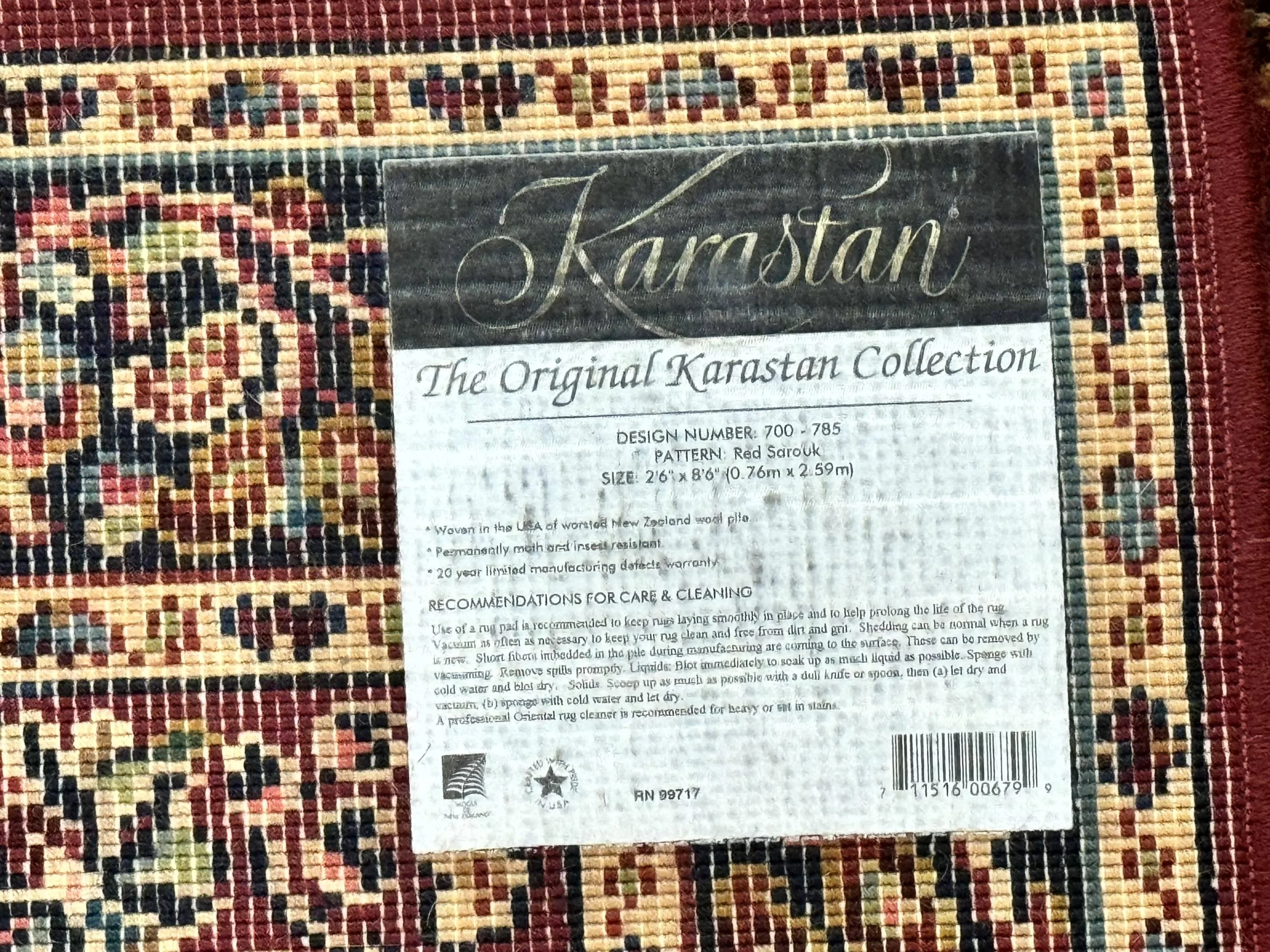 Karastan Runner Rug 2.6 x 8.6, Red Sarouk #785, Original 700 Series, Wool Karastan Runner Rug, Rare - Image 10