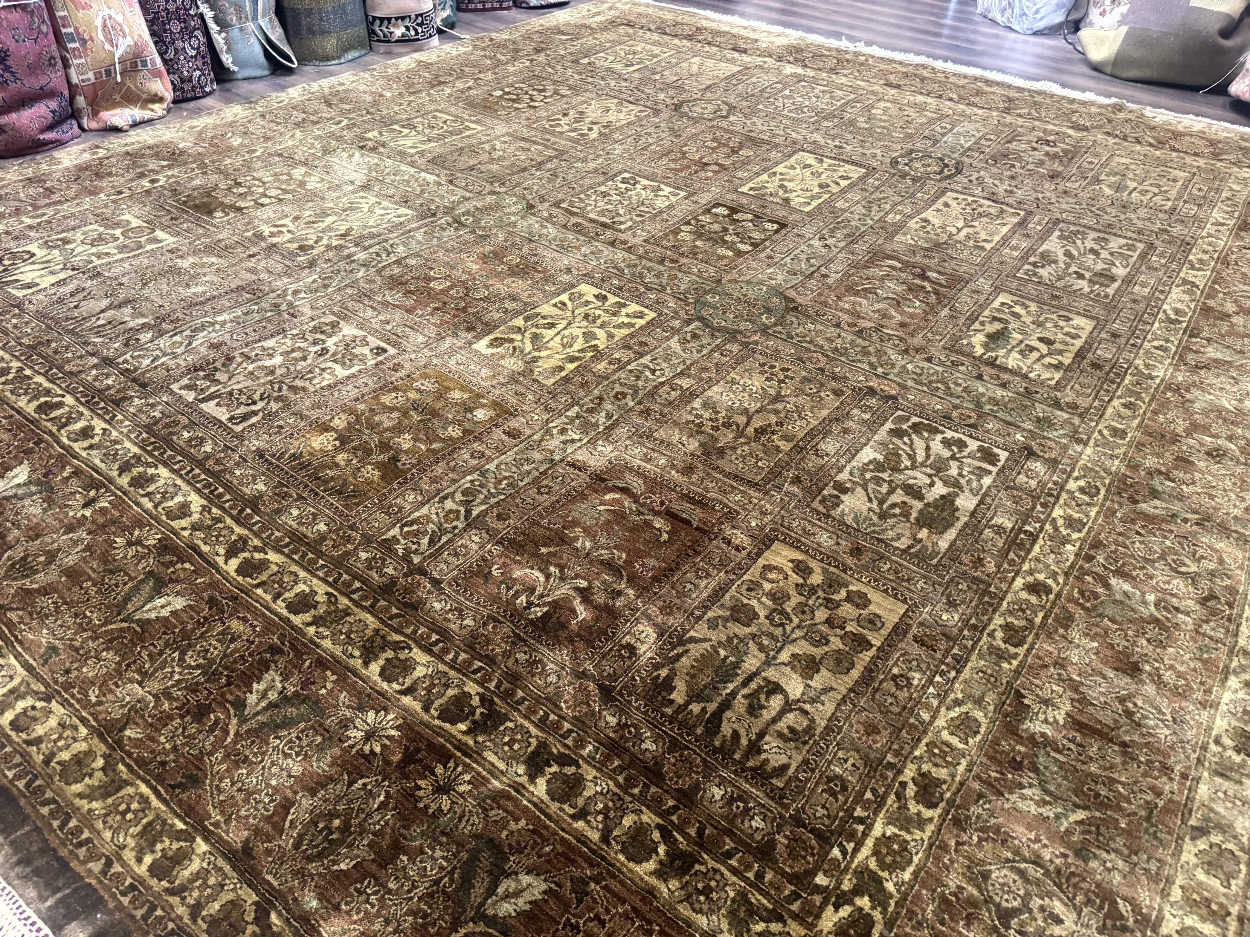 Large Indian Wool Rug 12x14, Wool Handmade Panel Design Carpet, Traditional, Palace Size - Image 2