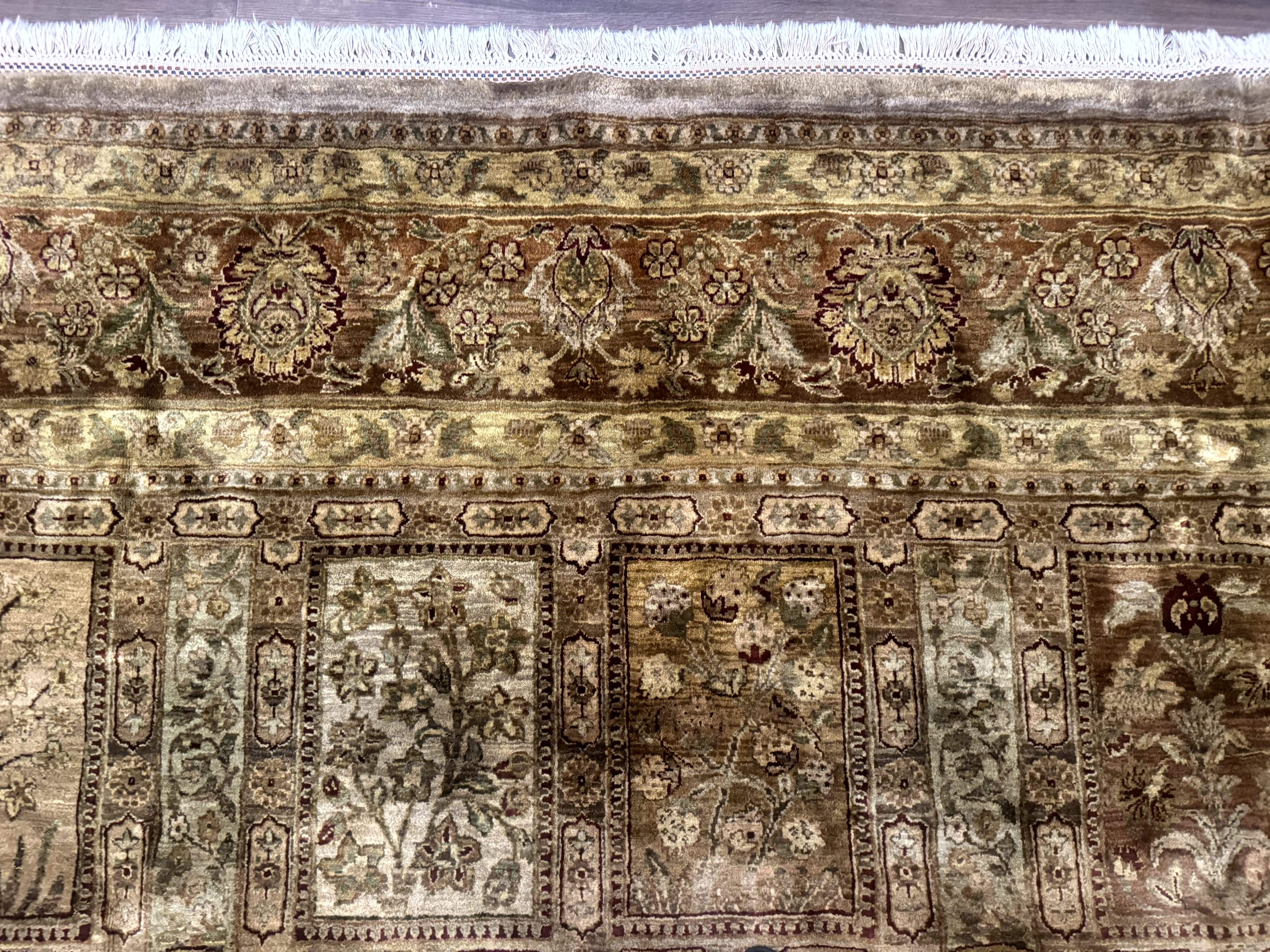 Large Indian Wool Rug 12x14, Wool Handmade Panel Design Carpet, Traditional, Palace Size - Image 3