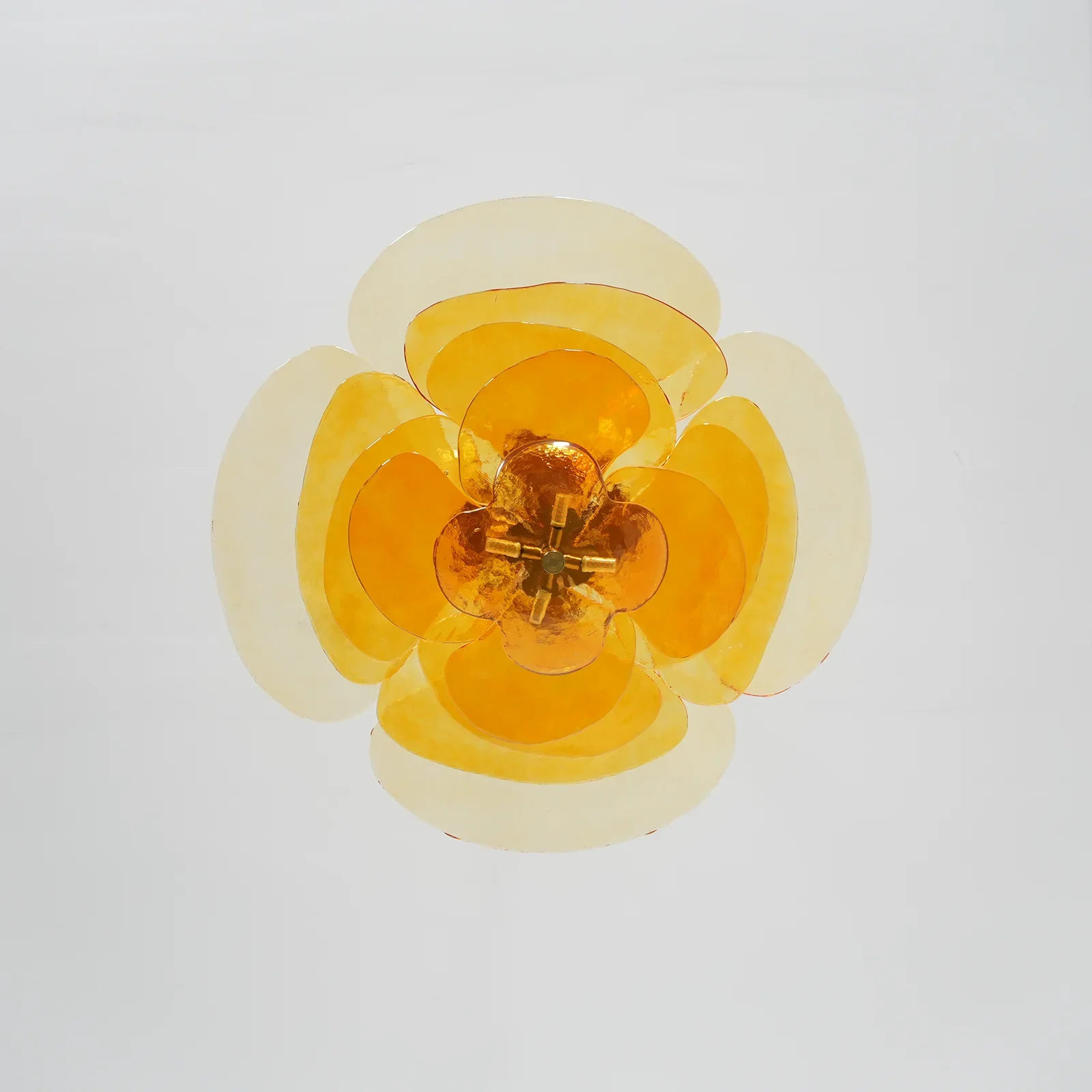 Leaf-Shaped Amber Textured Glass Chandelier - Image 17