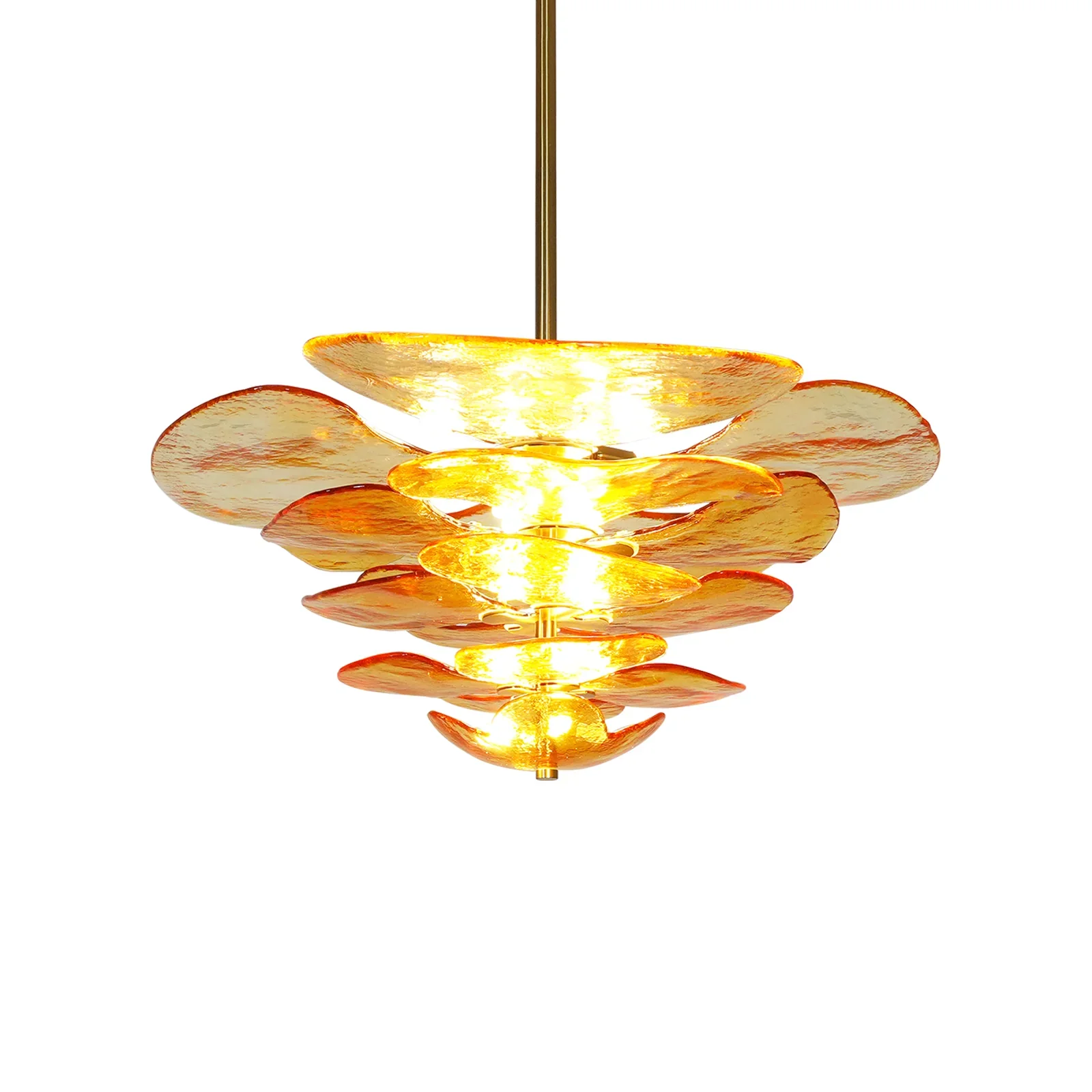 Leaf-Shaped Amber Textured Glass Chandelier - Image 18