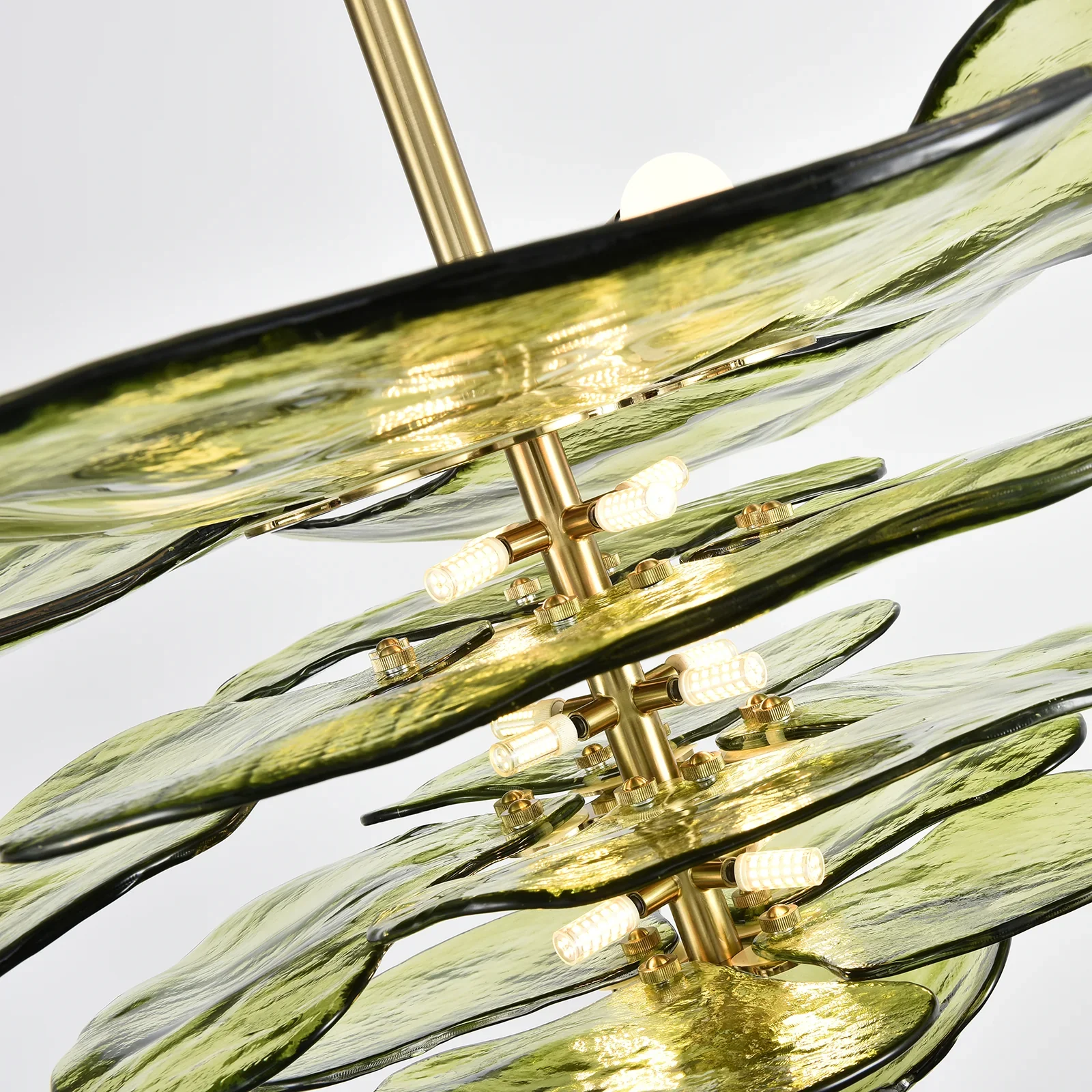 Leaf Shaped Green Textured Glass Chandelier - Image 8