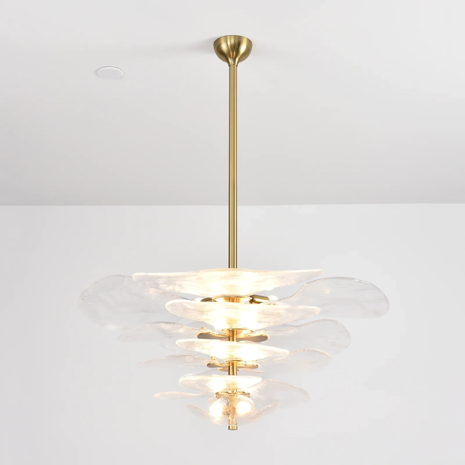 Leaf-Shaped White Textured Glass Chandelier - Image 10