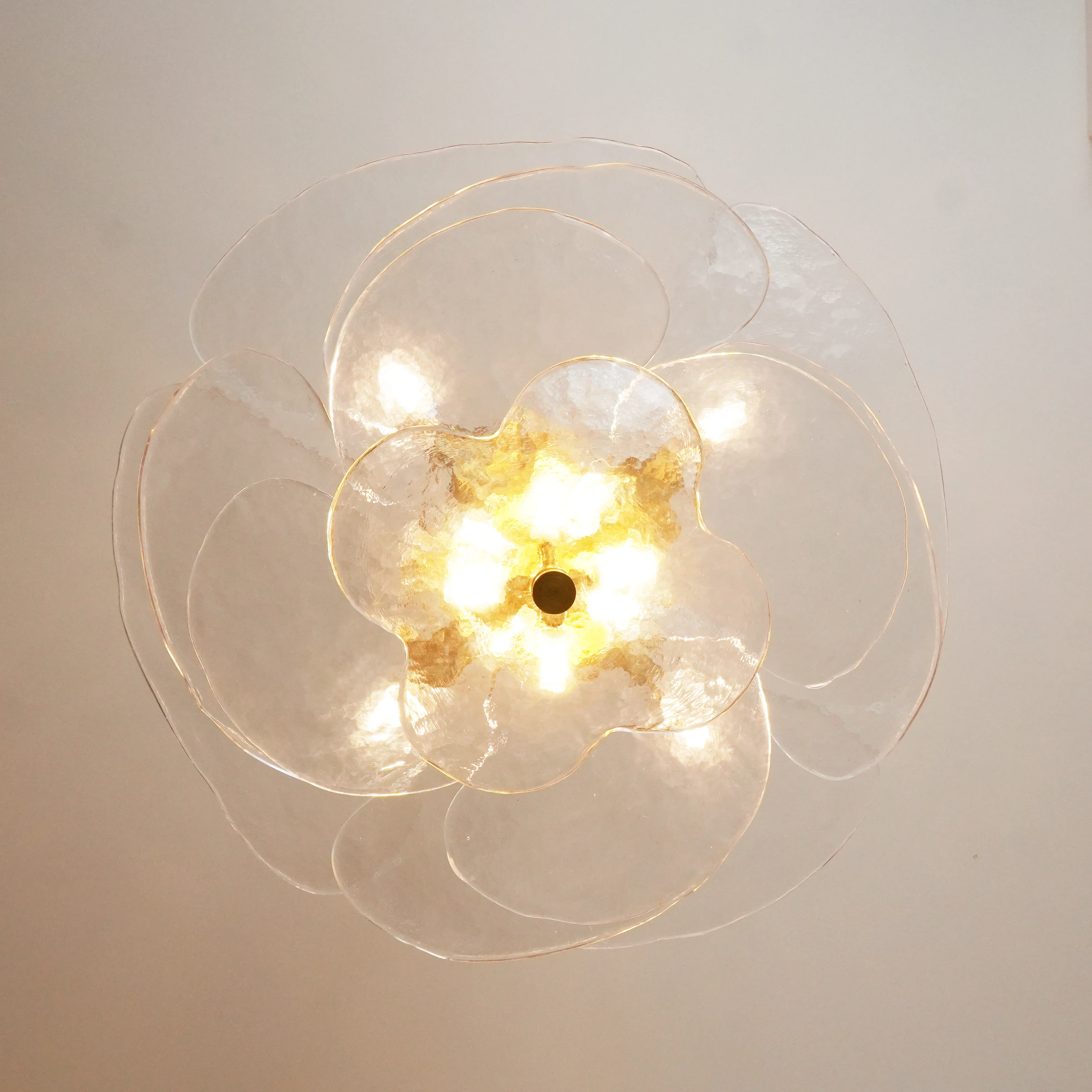 Leaf-Shaped White Textured Glass Chandelier - Image 16