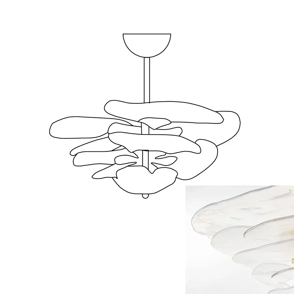 Leaf-Shaped White Textured Glass Chandelier - Image 22
