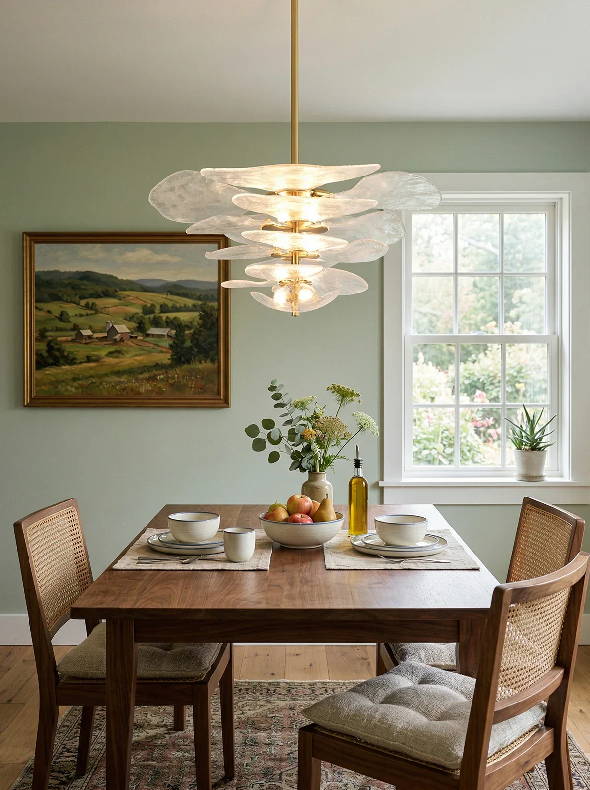 Leaf-Shaped White Textured Glass Chandelier - Image 9