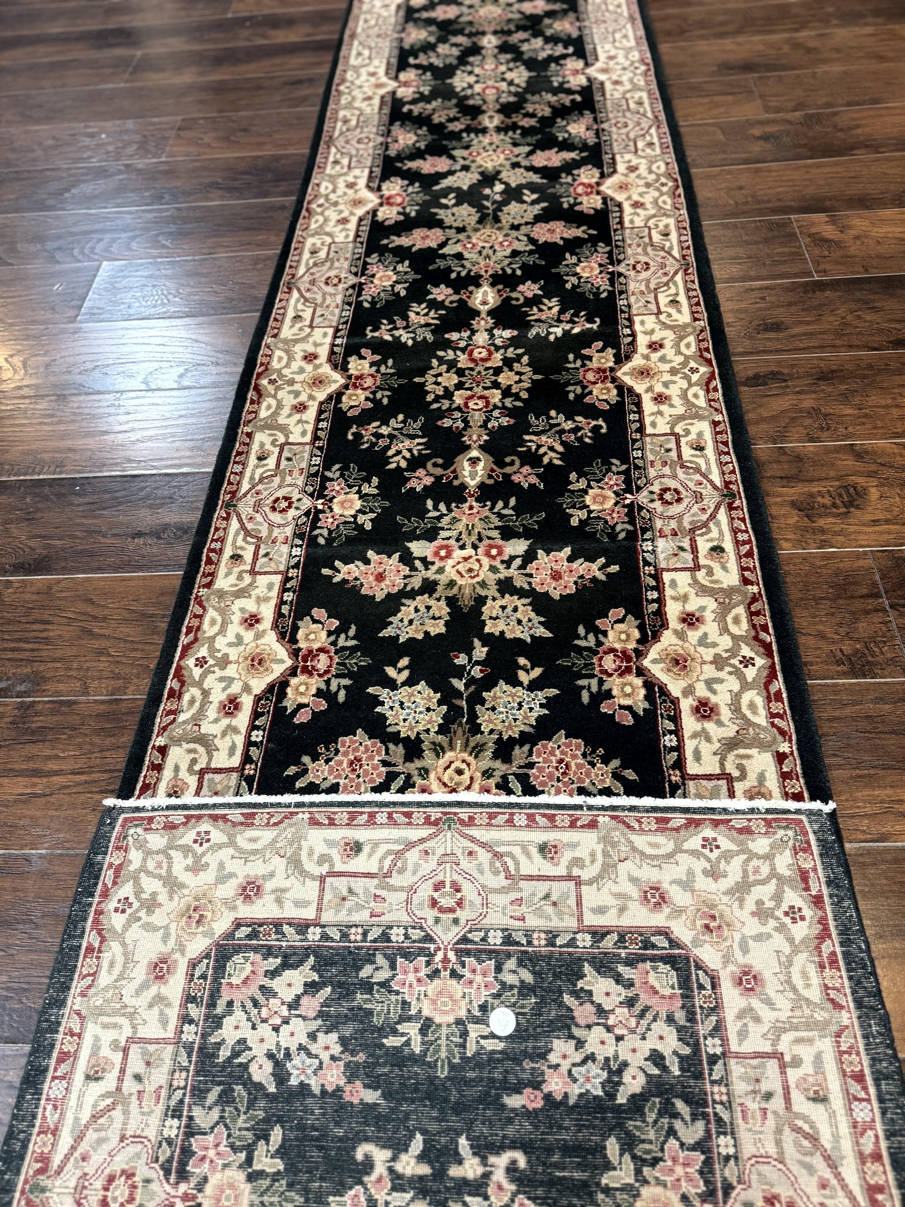 Long Pak Persian Runner Rug 2.7 x 21, Floral Allover, Dark Green and Beige, Handmade Wool Runner Rug, 21ft Runner for Hallway - Image 11