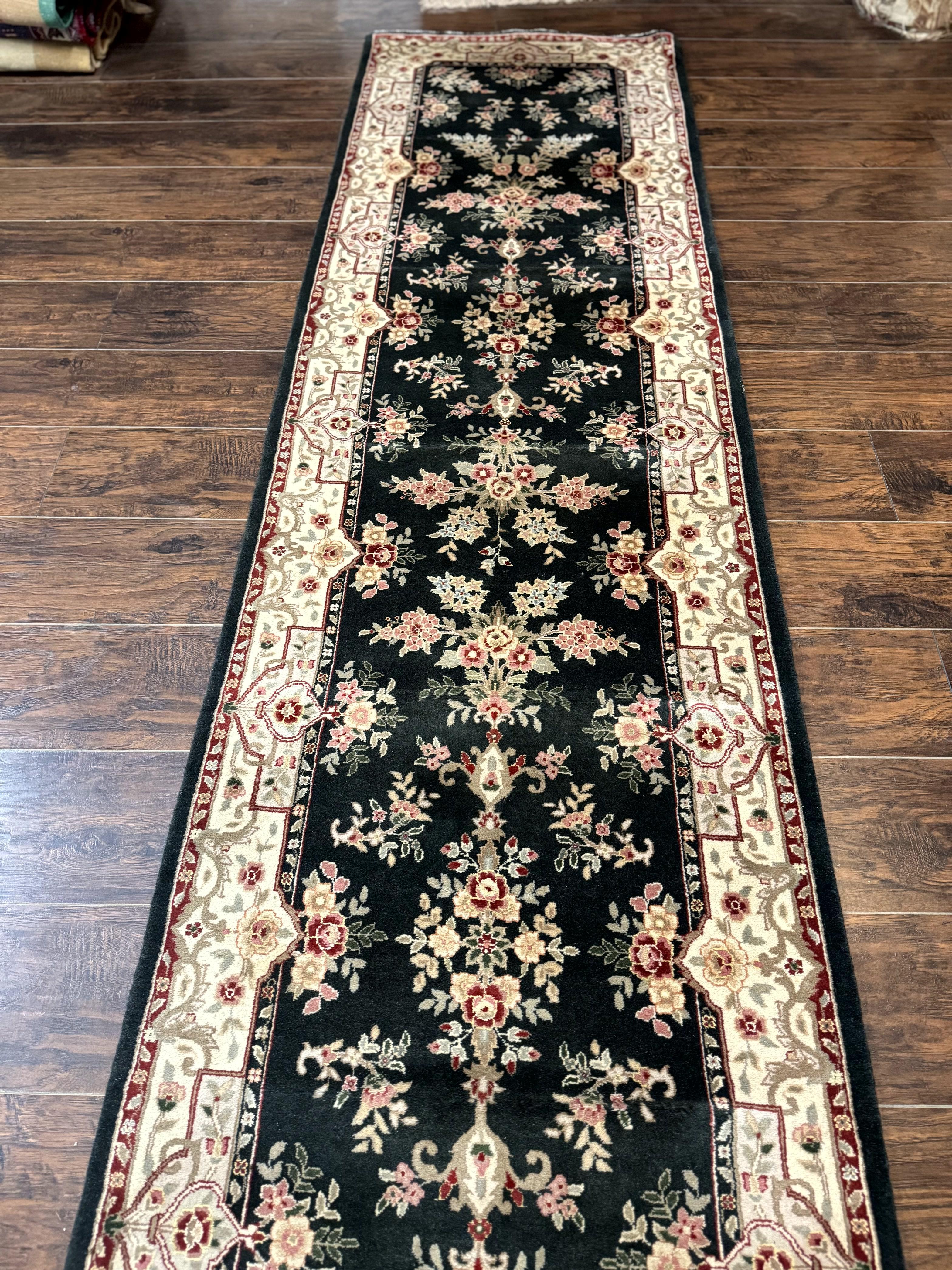 Long Pak Persian Runner Rug 2.7 x 21, Floral Allover, Dark Green and Beige, Handmade Wool Runner Rug, 21ft Runner for Hallway - Image 2