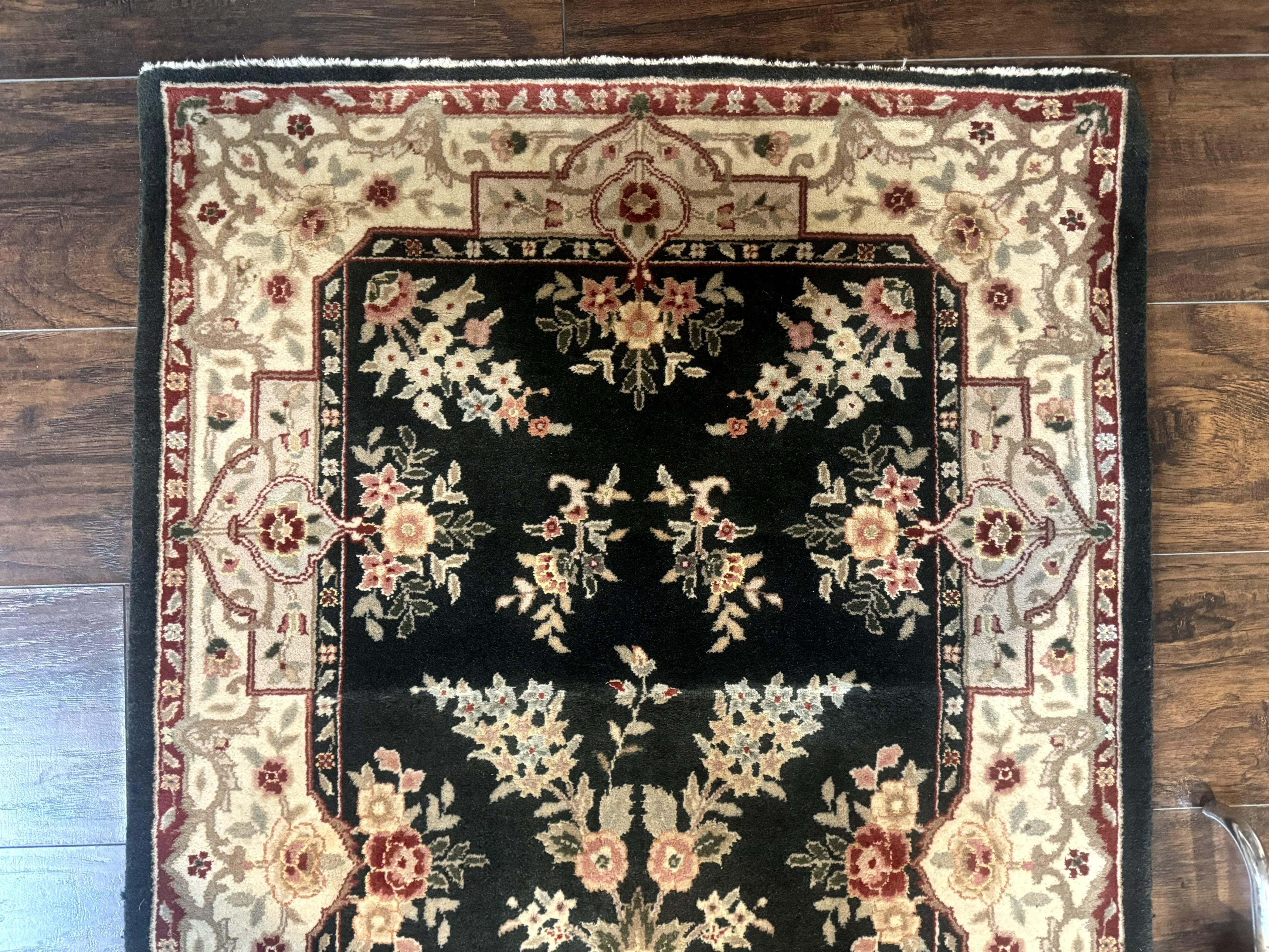Long Pak Persian Runner Rug 2.7 x 21, Floral Allover, Dark Green and Beige, Handmade Wool Runner Rug, 21ft Runner for Hallway - Image 3