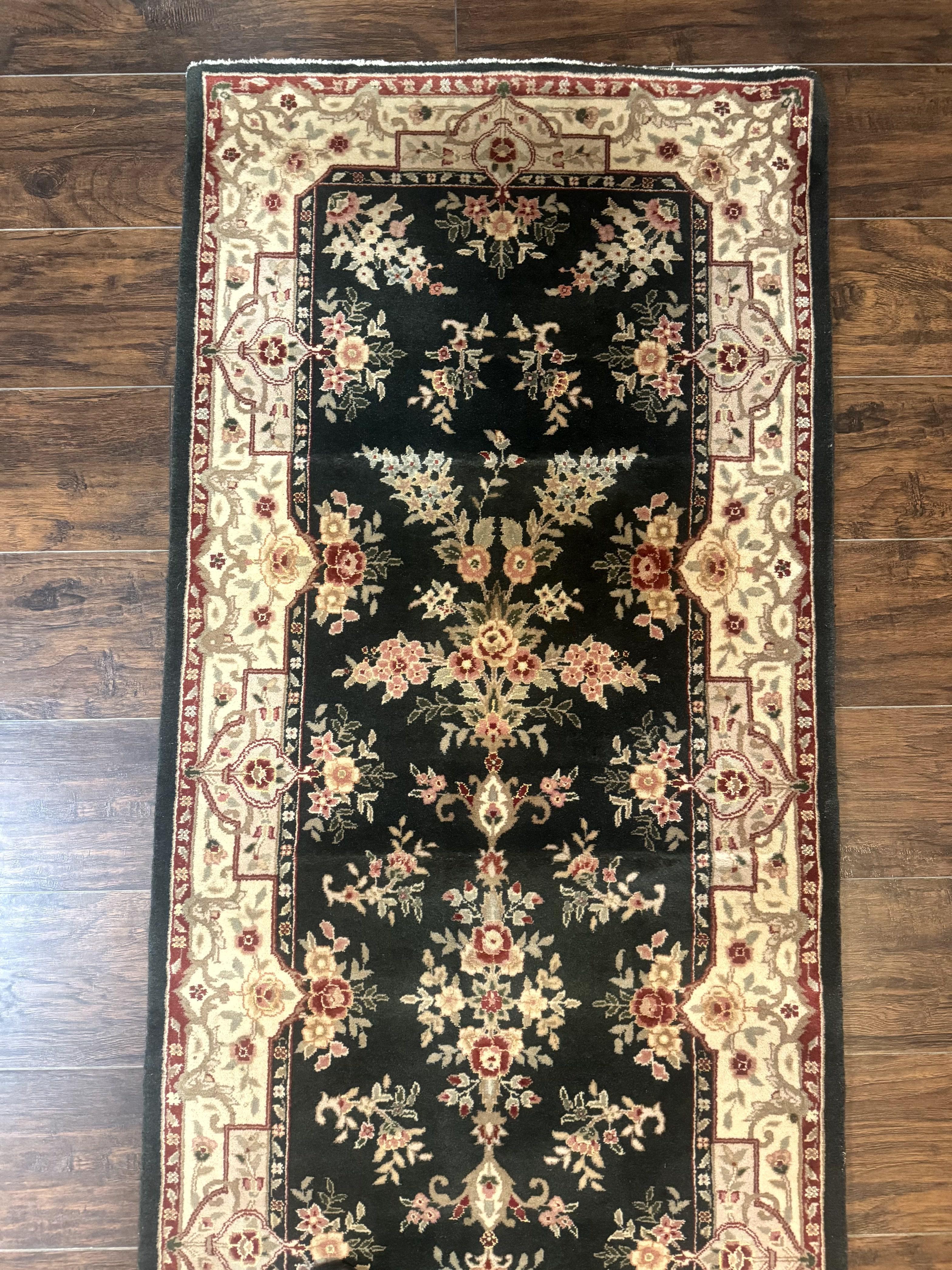 Long Pak Persian Runner Rug 2.7 x 21, Floral Allover, Dark Green and Beige, Handmade Wool Runner Rug, 21ft Runner for Hallway - Image 6