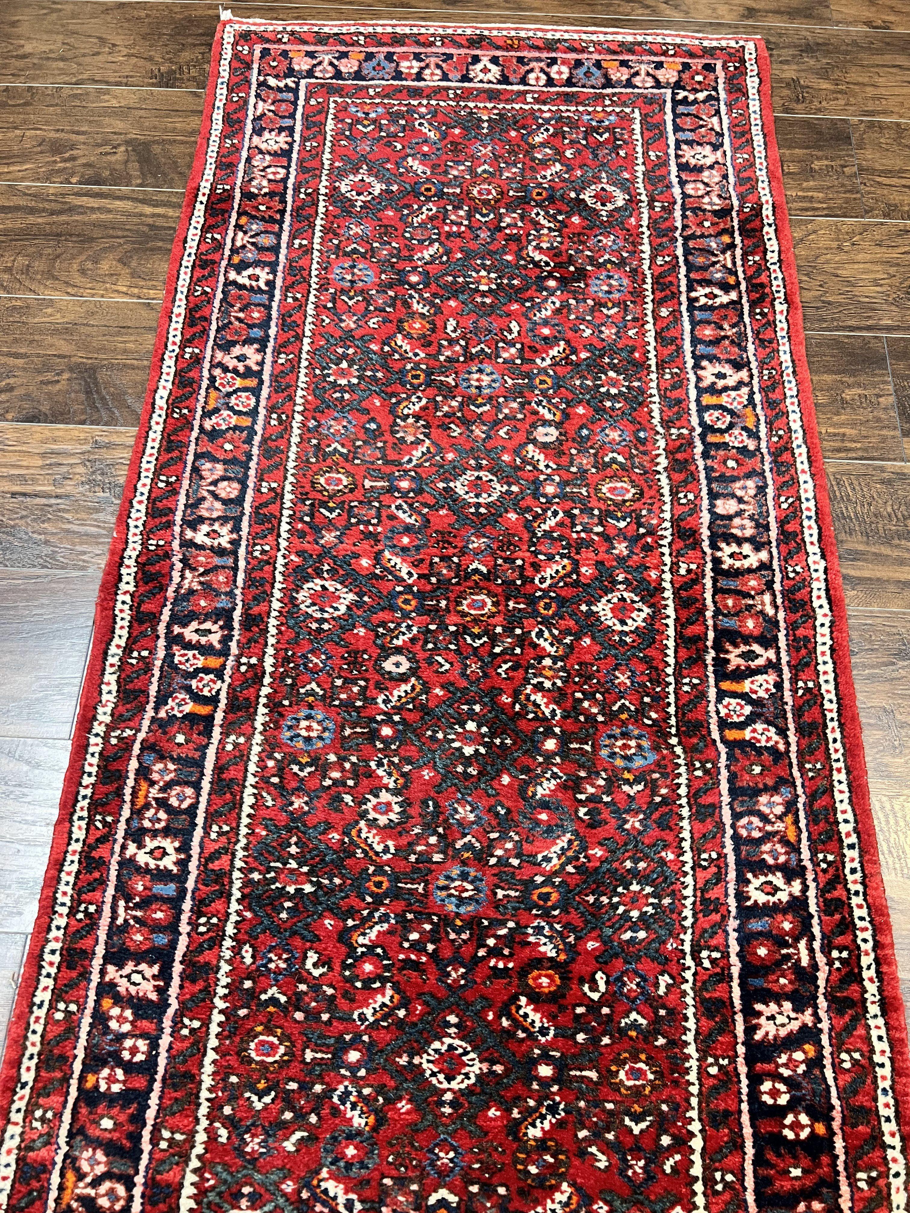 Long Persian Runner Rug 2.9 x 17, Red Handmade Wool Rug for Hallway, Antique Persian Carpet, 17ft Runner, Persian Hamadan Dargazine Rug - Image 5